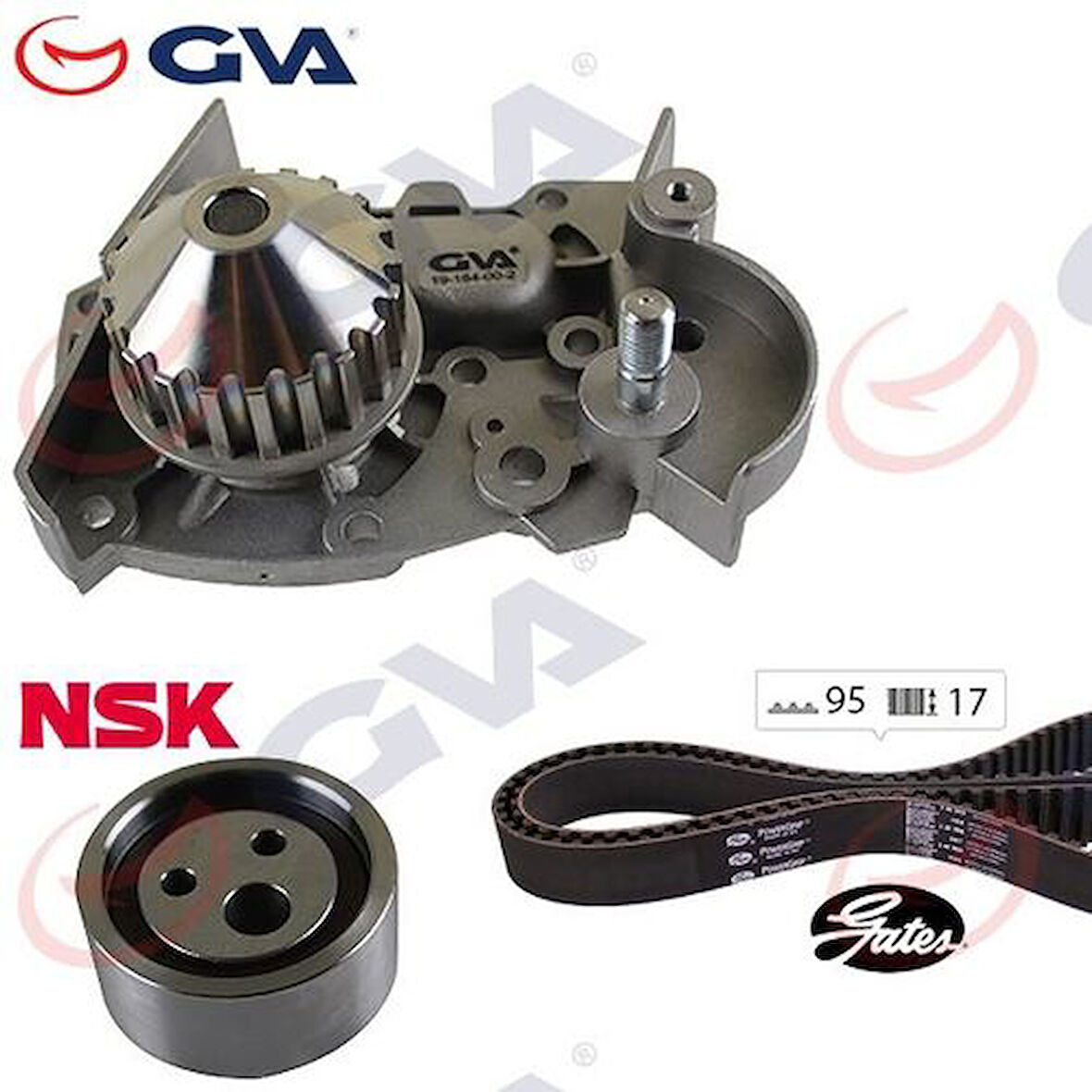 GVA 59WPK1411 Devirdaimlı Eksantrik Gergi Kiti 095X170 Clio I 90-98 Renault 19 90-98 1.2-1.4-Megane I 96-99 1.4-1.6 7701472726