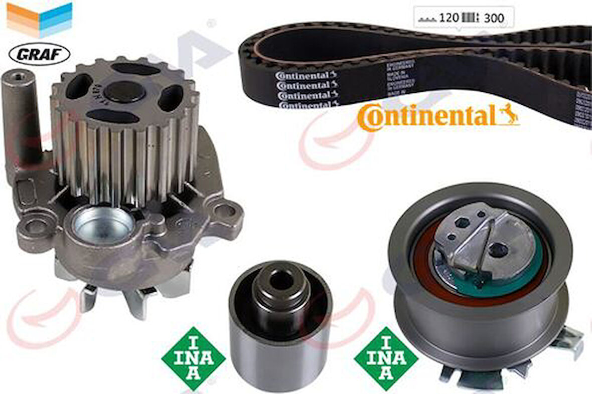 GVA 59WPK7574-1 Devirdaimlı Triger Seti 120X300 T5-Caddy-Passat-Jetta-Golf-Polo-A3-Leon 1.4-1.9TDI Bjb-Axb-Amf-Bls 038198119A