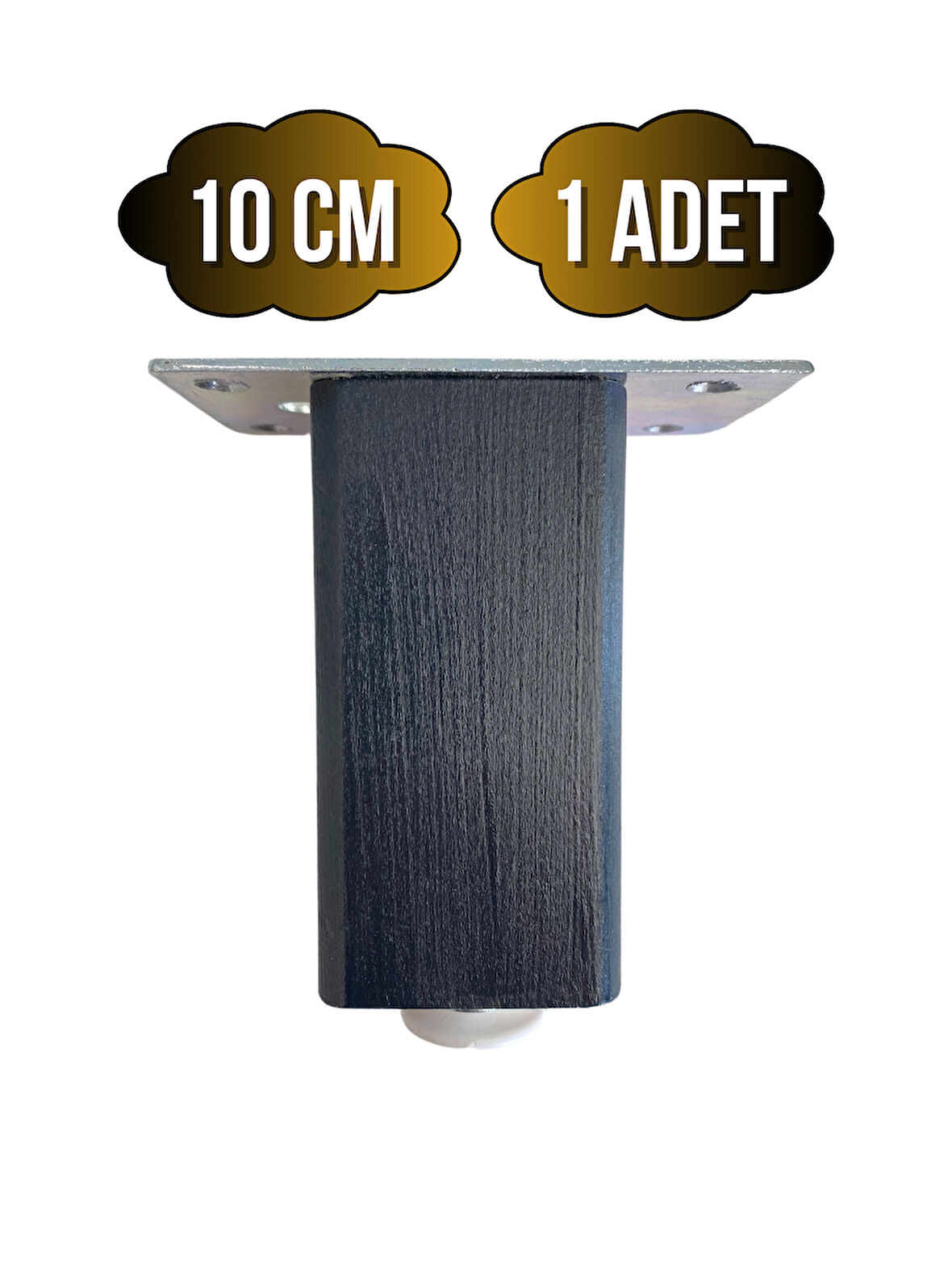 Kale Ayarlı Ahşap Ayak Mobilya Masa ve Dolap Ayağı(ANTRASİT)(KAYIN/GÜRGEN AĞACI)(10CM)(1 ADET)