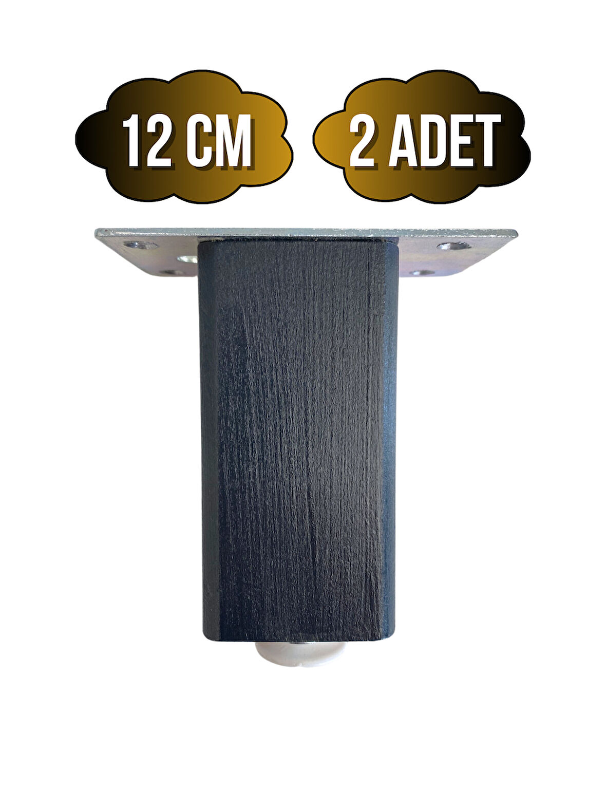 Kale Ayarlı Ahşap Ayak Mobilya Masa ve Dolap Ayağı(ANTRASİT)(KAYIN/GÜRGEN AĞACI)(12CM)(2 ADET)