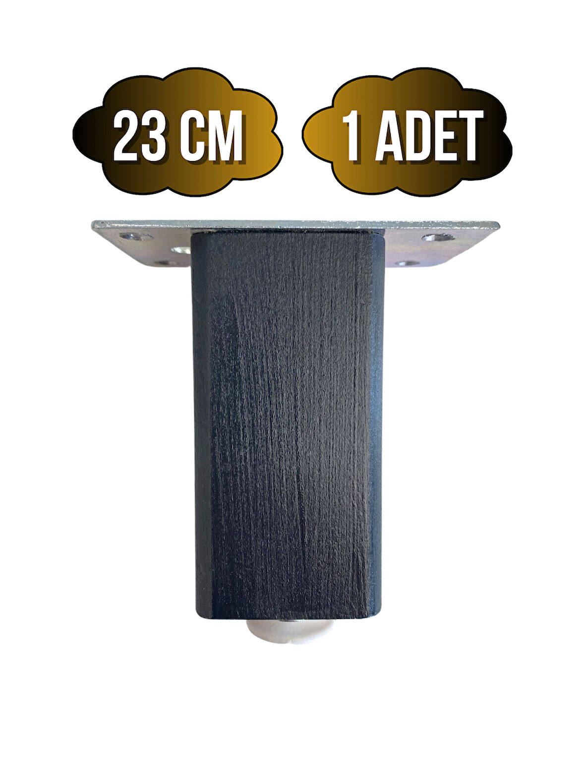 Kale Ayarlı Ahşap Ayak Mobilya Masa ve Dolap Ayağı(ANTRASİT)(KAYIN/GÜRGEN AĞACI)(23CM)(1 ADET)