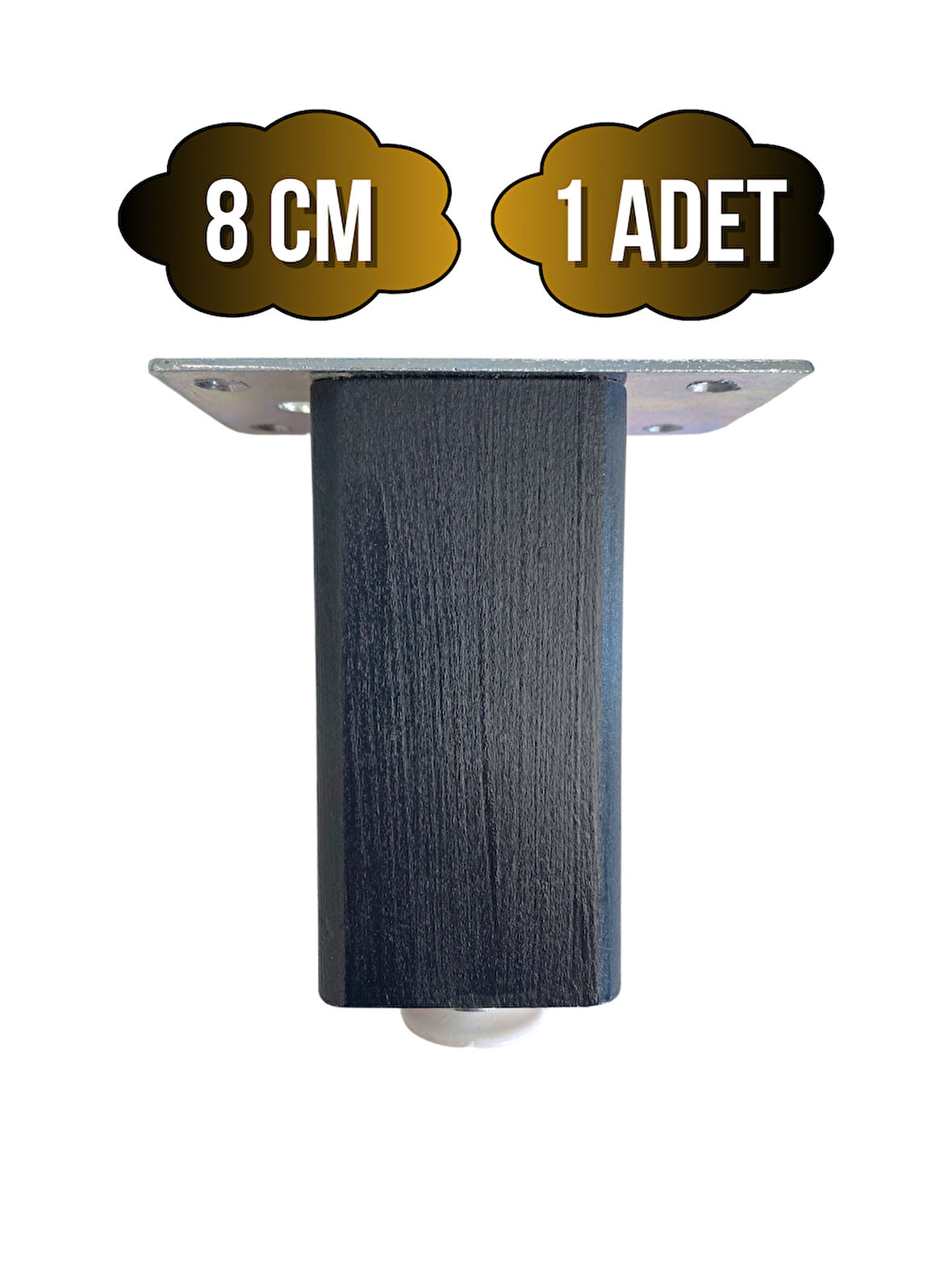 Kale Ayarlı Ahşap Ayak Mobilya Masa ve Dolap Ayağı(ANTRASİT)(KAYIN/GÜRGEN AĞACI)(8CM)(1 ADET)