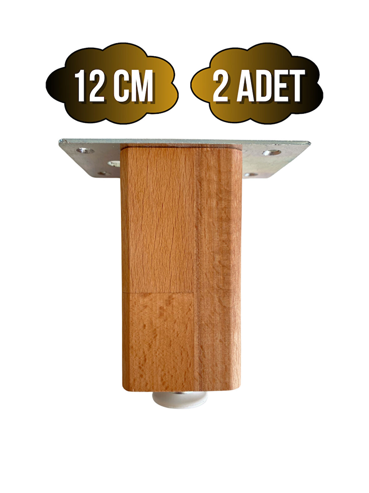 Kale Ayarlı Ahşap Ayak Mobilya Masa ve Dolap Ayağı(KAYIN)(KAYIN/GÜRGEN AĞACI)(12CM)(2 ADET)