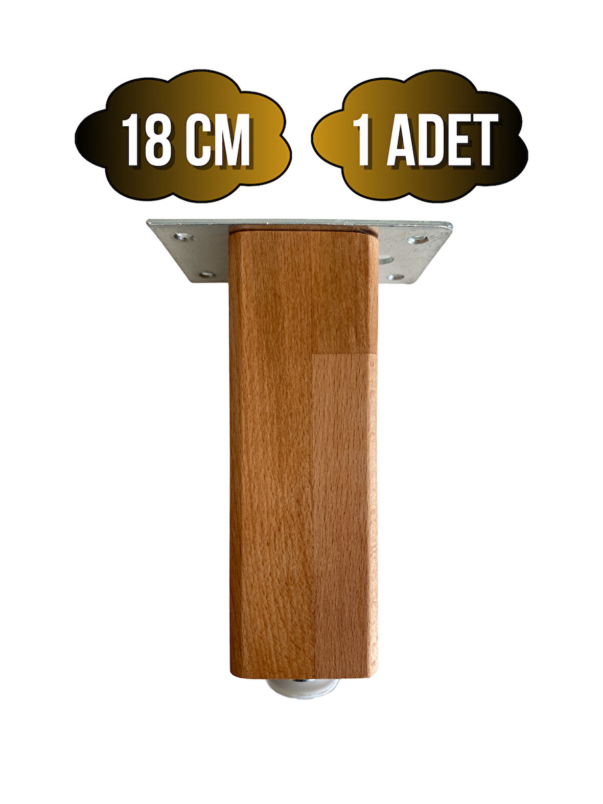 Kale Ayarlı Ahşap Ayak Mobilya Masa ve Dolap Ayağı(KAYIN)(KAYIN/GÜRGEN AĞACI)(18CM)(1 ADET)