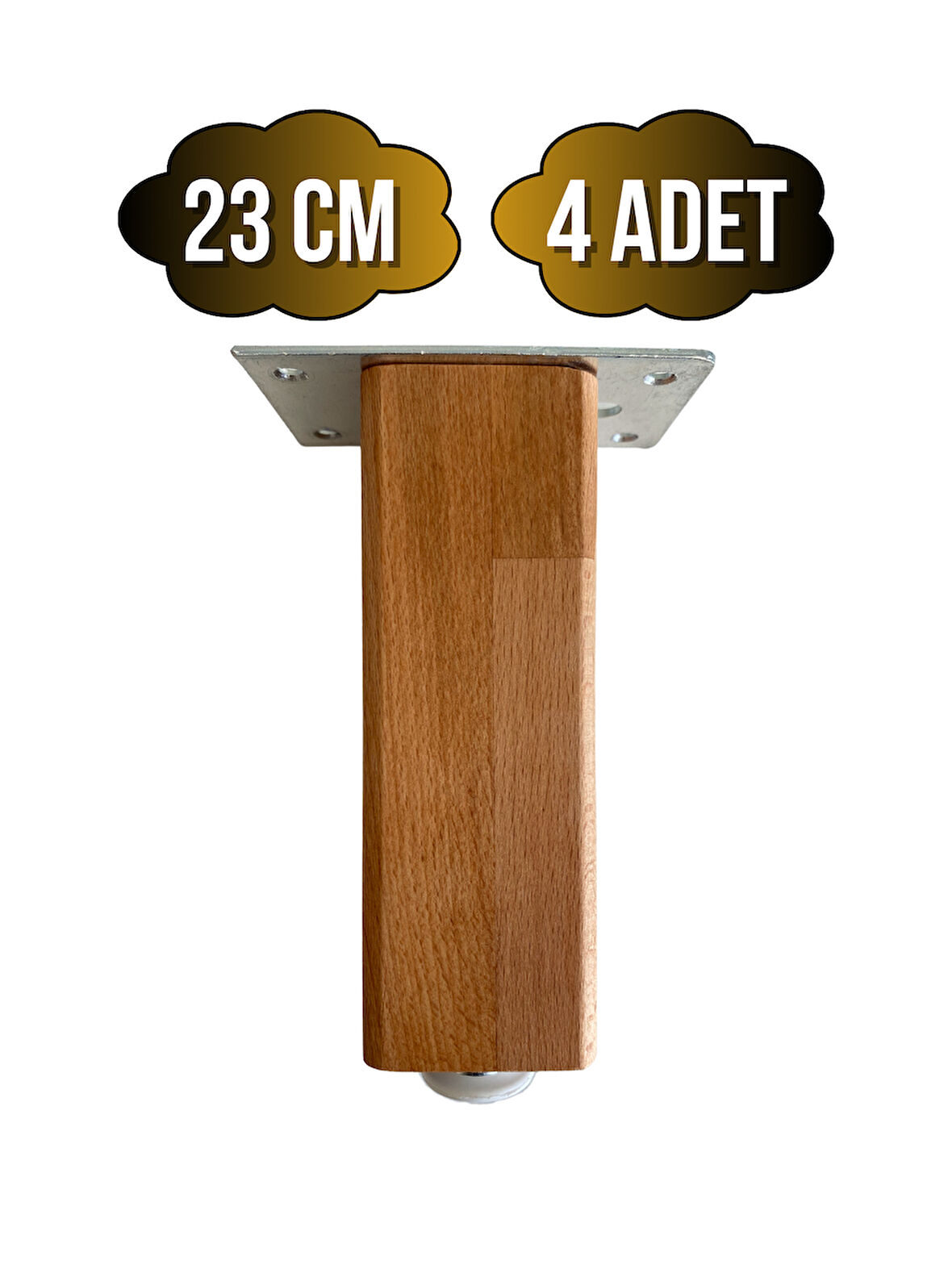 Kale Ayarlı Ahşap Ayak Mobilya Masa ve Dolap Ayağı(KAYIN)(KAYIN/GÜRGEN AĞACI)(23CM)(4 ADET)