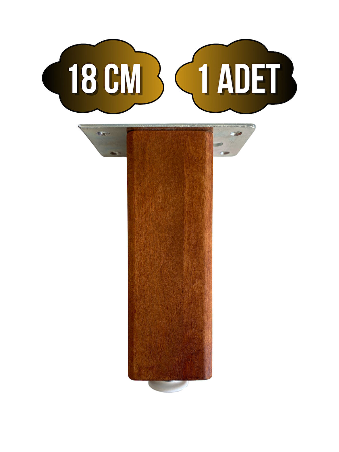 Kale Ayarlı Ahşap Ayak Mobilya Masa ve Dolap Ayağı(CEVİZ)(KAYIN/GÜRGEN AĞACI)(18CM)(1 ADET)