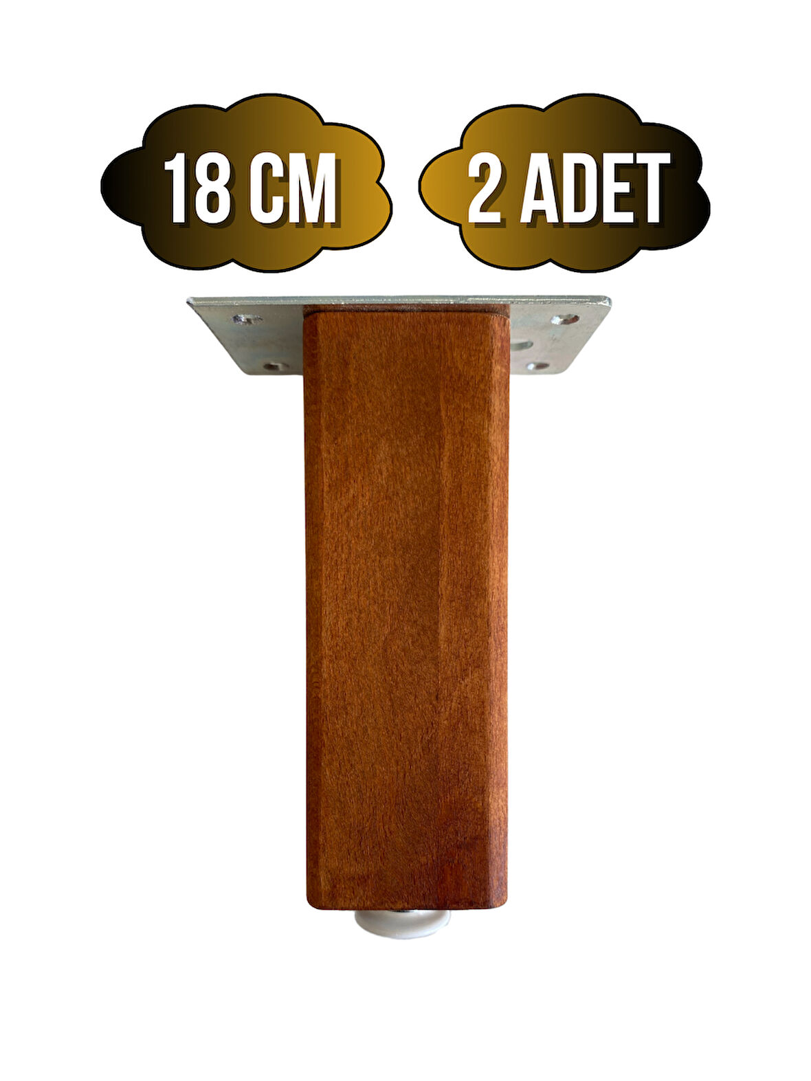 Kale Ayarlı Ahşap Ayak Mobilya Masa ve Dolap Ayağı(CEVİZ)(KAYIN/GÜRGEN AĞACI)(18CM)(2 ADET)