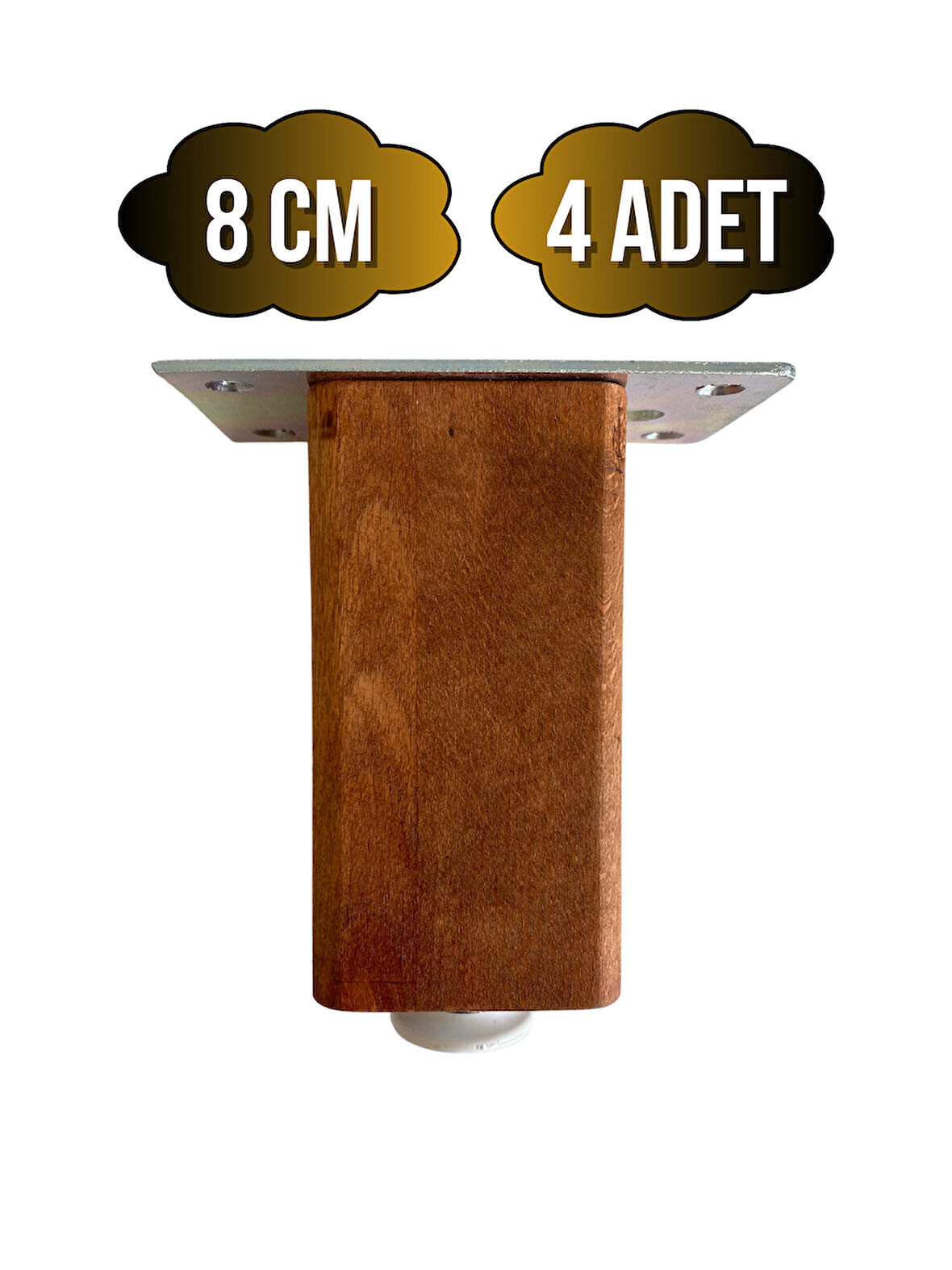 Kale Ayarlı Ahşap Ayak Mobilya Masa ve Dolap Ayağı(CEVİZ)(KAYIN/GÜRGEN AĞACI)(8CM)(4 ADET)