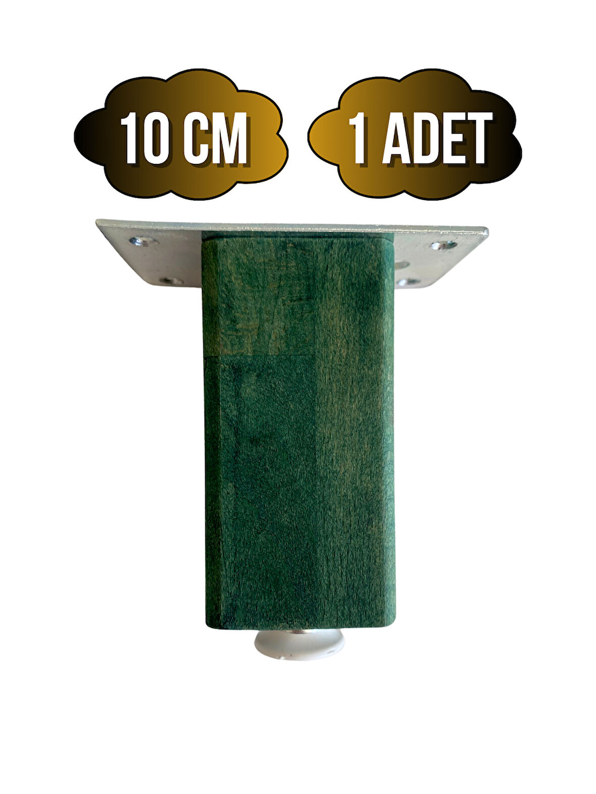 Kale Ayarlı Ahşap Ayak Mobilya Masa ve Dolap Ayağı(YEŞİL)(KAYIN/GÜRGEN AĞACI)(10CM)(1 ADET)