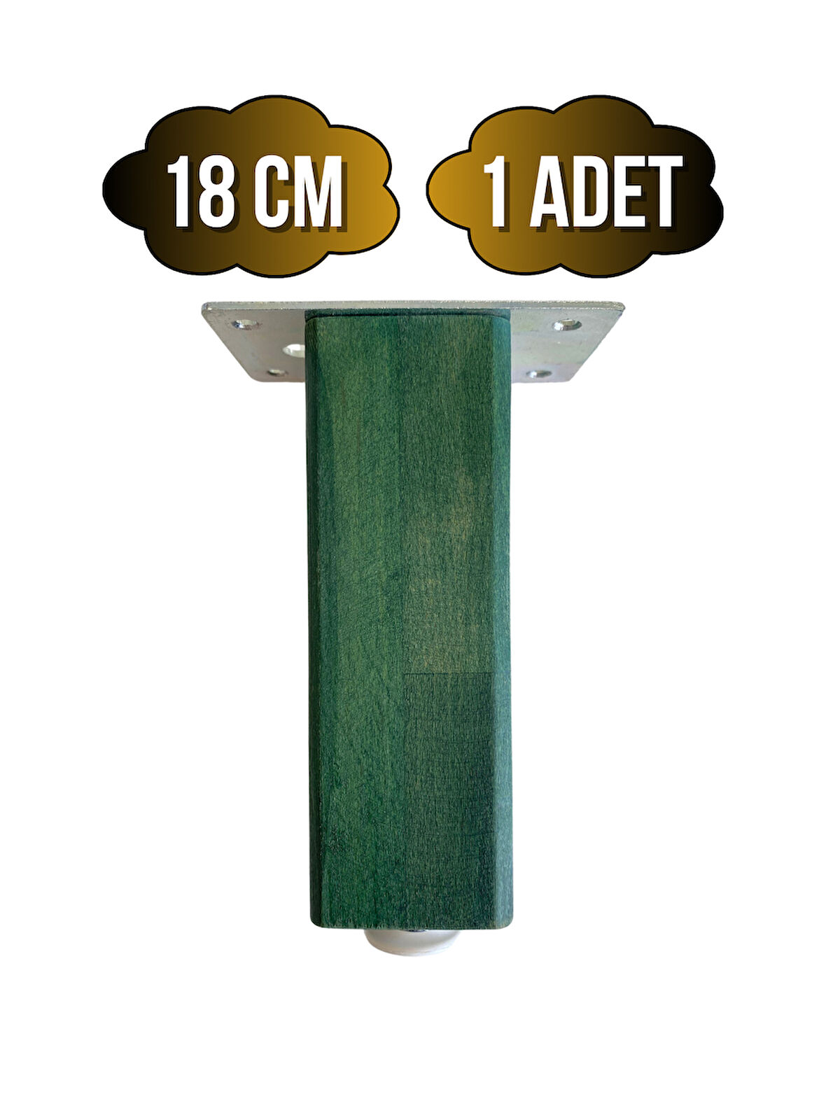Kale Ayarlı Ahşap Ayak Mobilya Masa ve Dolap Ayağı(YEŞİL)(KAYIN/GÜRGEN AĞACI)(18CM)(1 ADET)