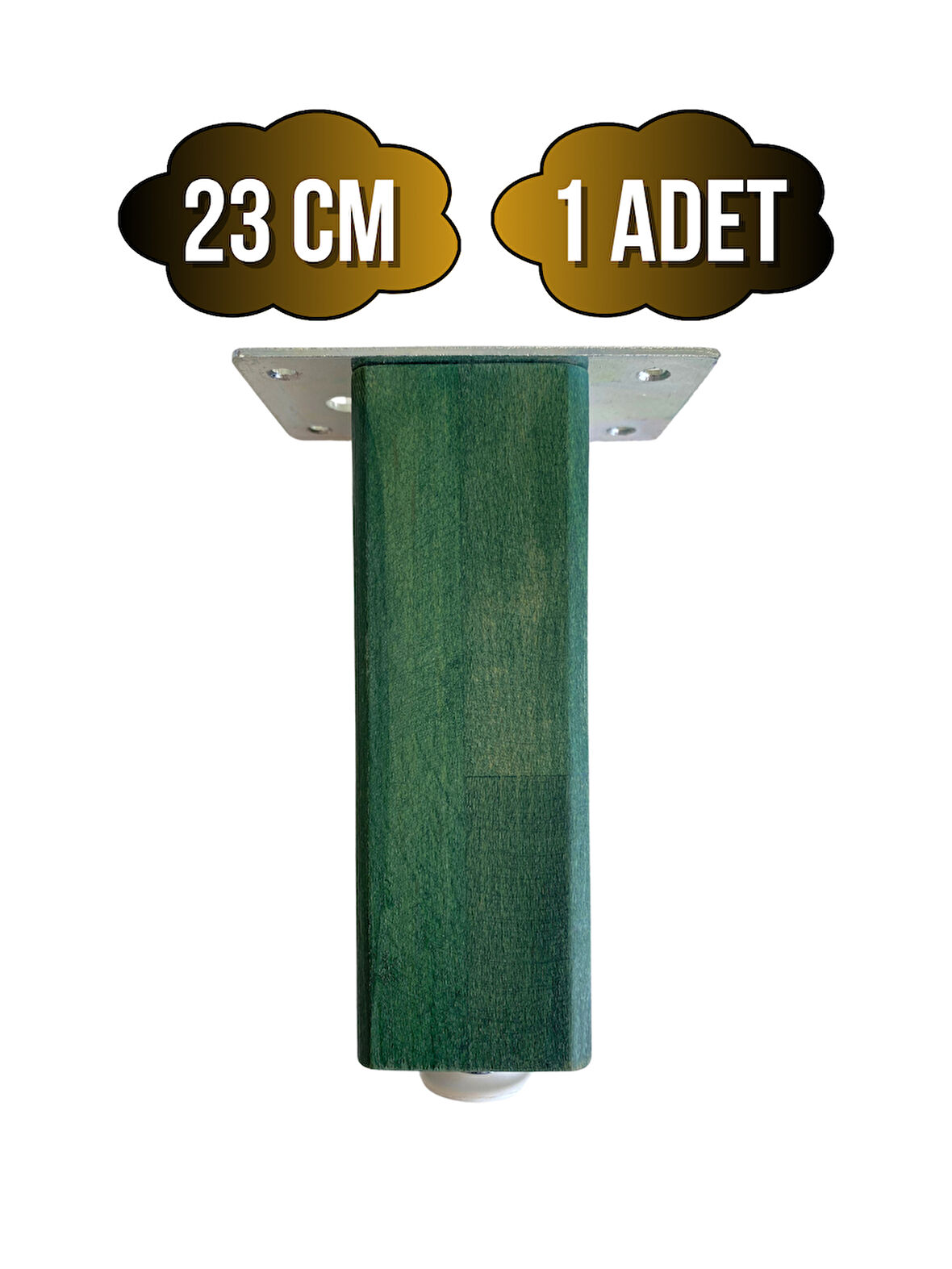 Kale Ayarlı Ahşap Ayak Mobilya Masa ve Dolap Ayağı(YEŞİL)(KAYIN/GÜRGEN AĞACI)(23CM)(1 ADET)