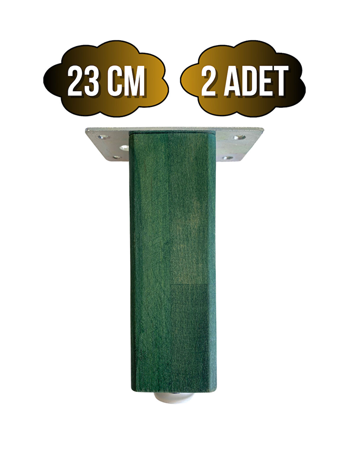 Kale Ayarlı Ahşap Ayak Mobilya Masa ve Dolap Ayağı(YEŞİL)(KAYIN/GÜRGEN AĞACI)(23CM)(2 ADET)