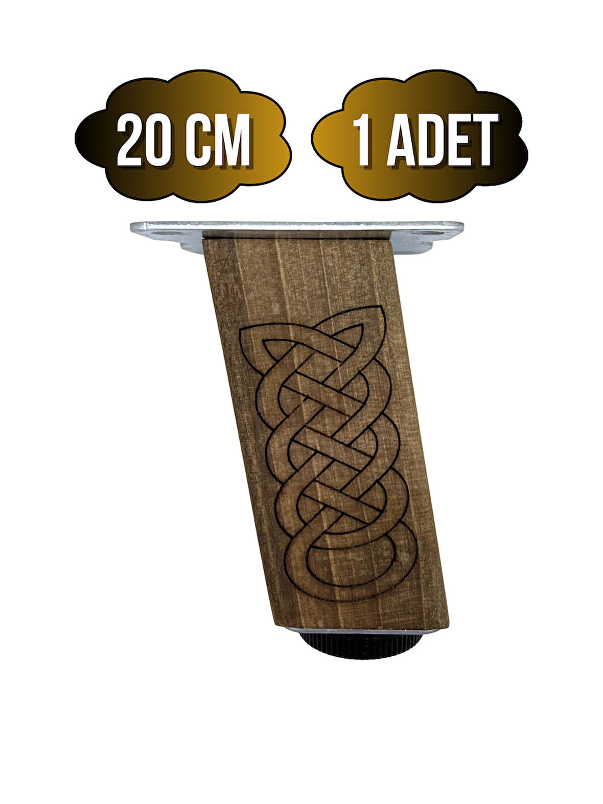 Kale Eğimli Ayarlı Desenli Ahşap Ayak Mobilya Masa Dolap Ayağı(20CM)(1 ADET)(K. CEVİZ)(CEVİZ AĞACI)