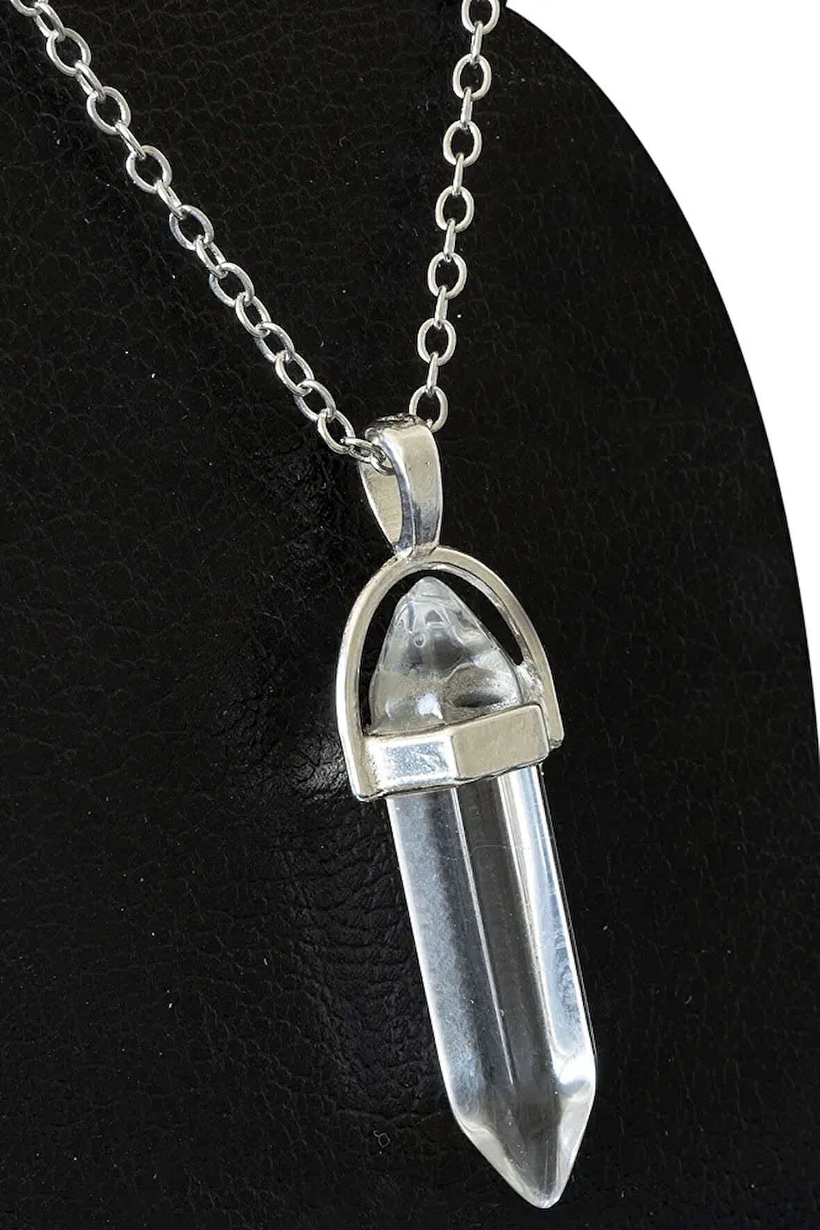 Sertifikalı Çivi Model Kristal Kuvars Taşı Kolye - Şeffaf