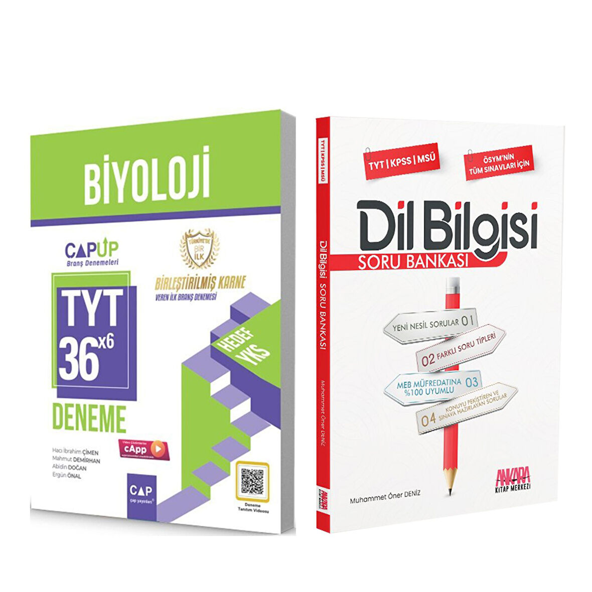 Çap Yayınları TYT Biyoloji Deneme ve AKM Dil Bilgisi Soru Bankası Seti 2 Kitap