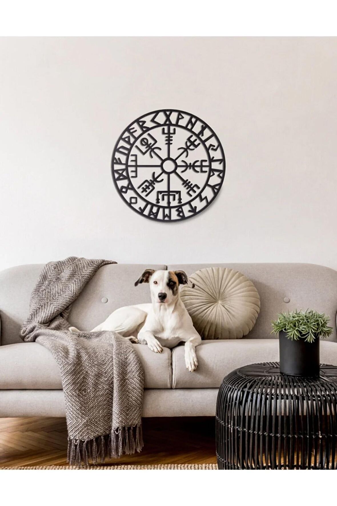 Çerçeveli Vegvisir Ev & Ofis Metal Duvar Tablosu - 60 X 60 Cm