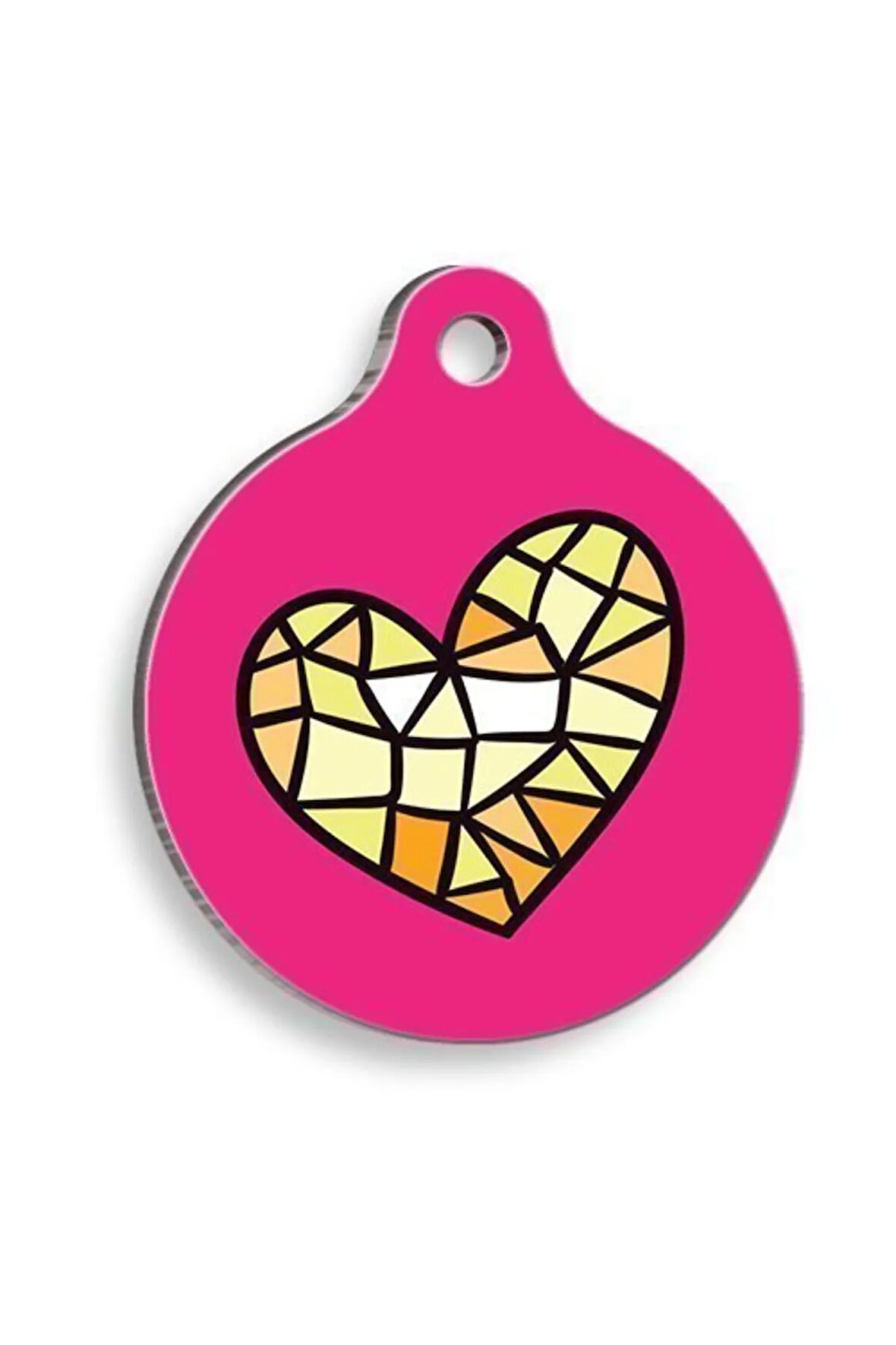 Mozaik Kalp Yuvarlak Kedi ve Köpek Künyesi Small: 2,5 cm.