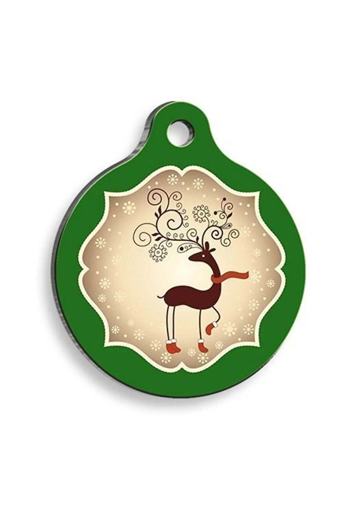 Christmas Serisi Cartoon Deer Yuvarlak Kedi ve Köpek Künyesi Medium: 3 cm.