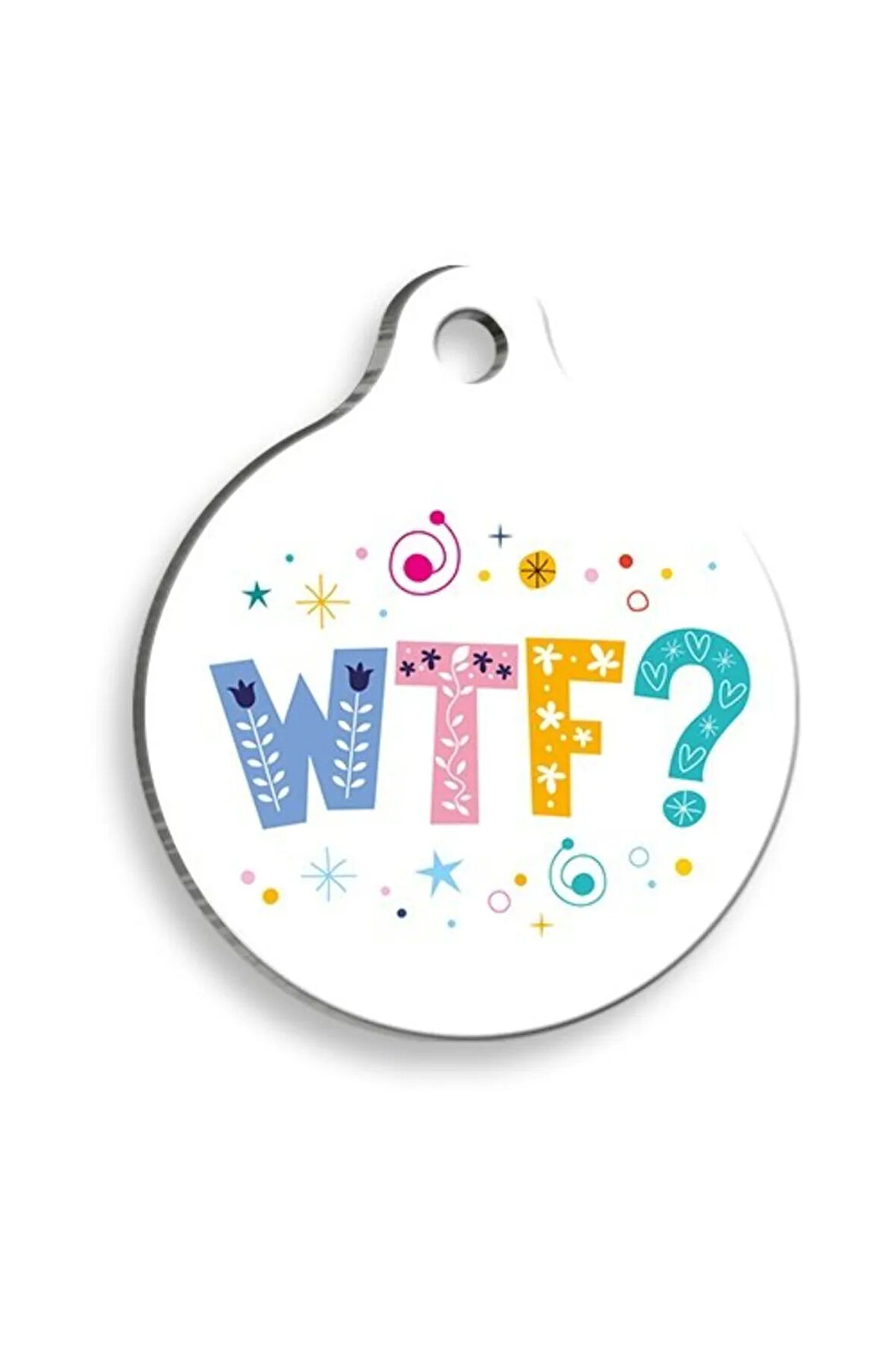 WTF? Yuvarlak Şekilli Kedi ve Köpek Künyesi Medium 2,6 x 3,8 cm