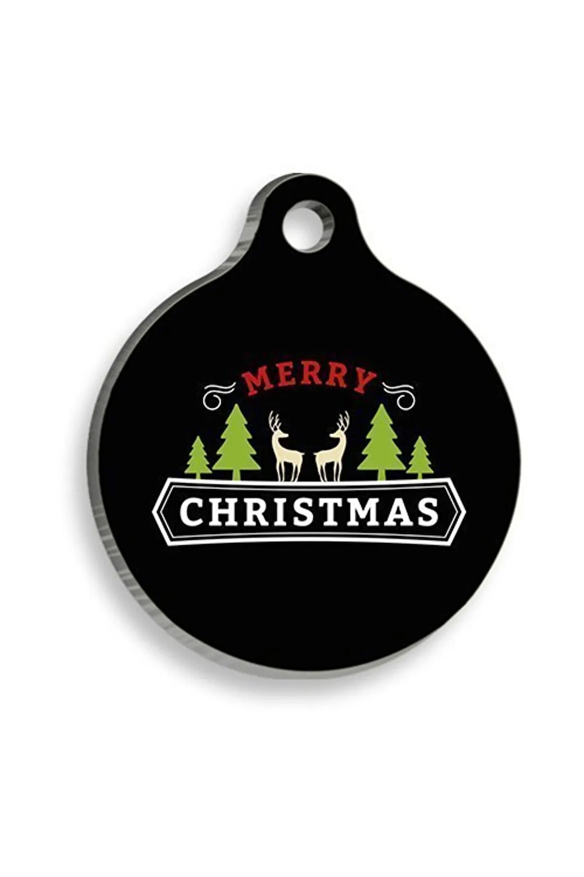 Christmas Serisi Merry Christmas Letter Deer Yuvarlak Kedi ve Köpek Künyesi Large: 3,8 cm.