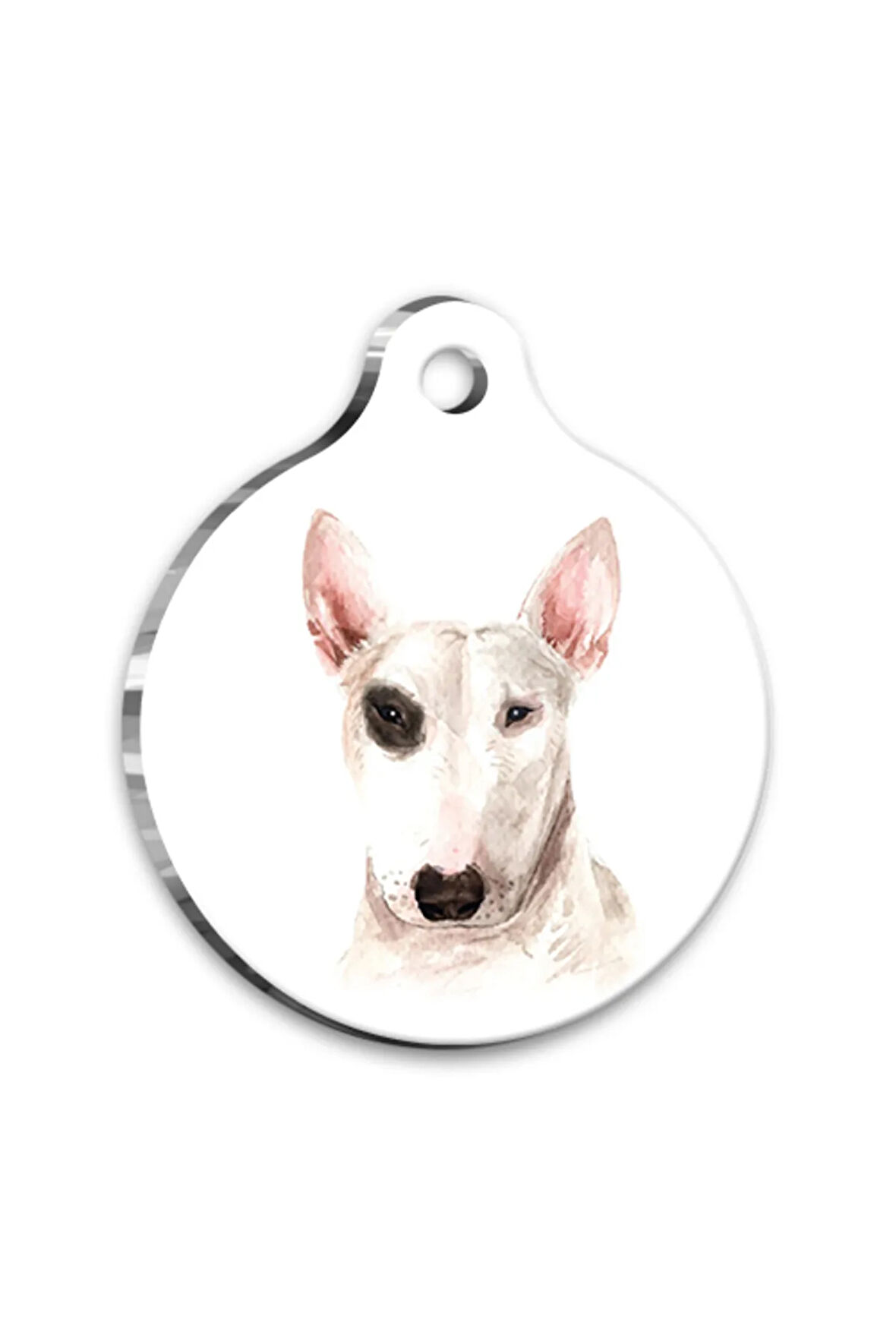 Suluboya Bull Terrier Yuvarlak Köpek Künyesi Small 2,5 cm