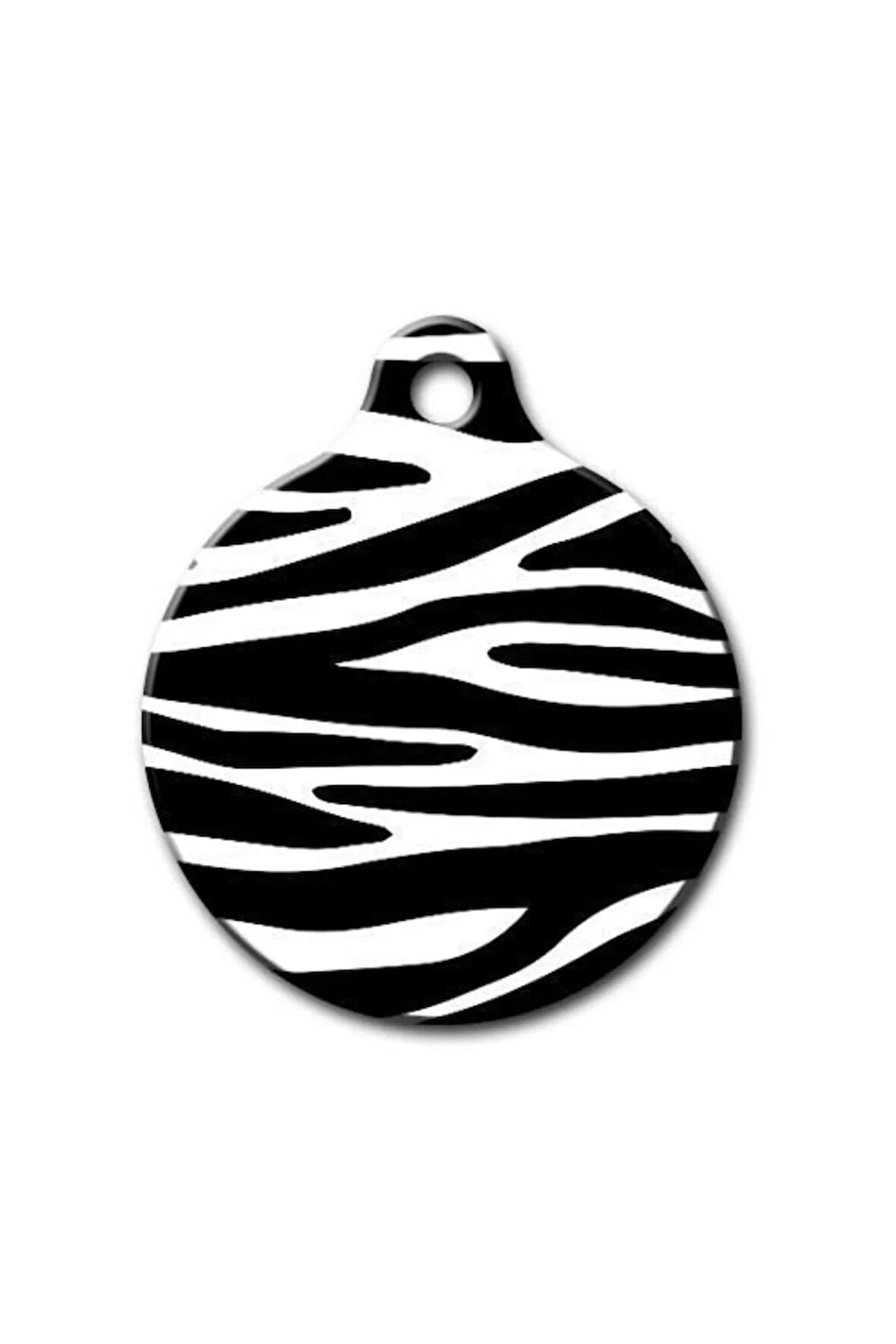 Zebra Desenli Yuvarlak Kedi Köpek Künyesi Medium
