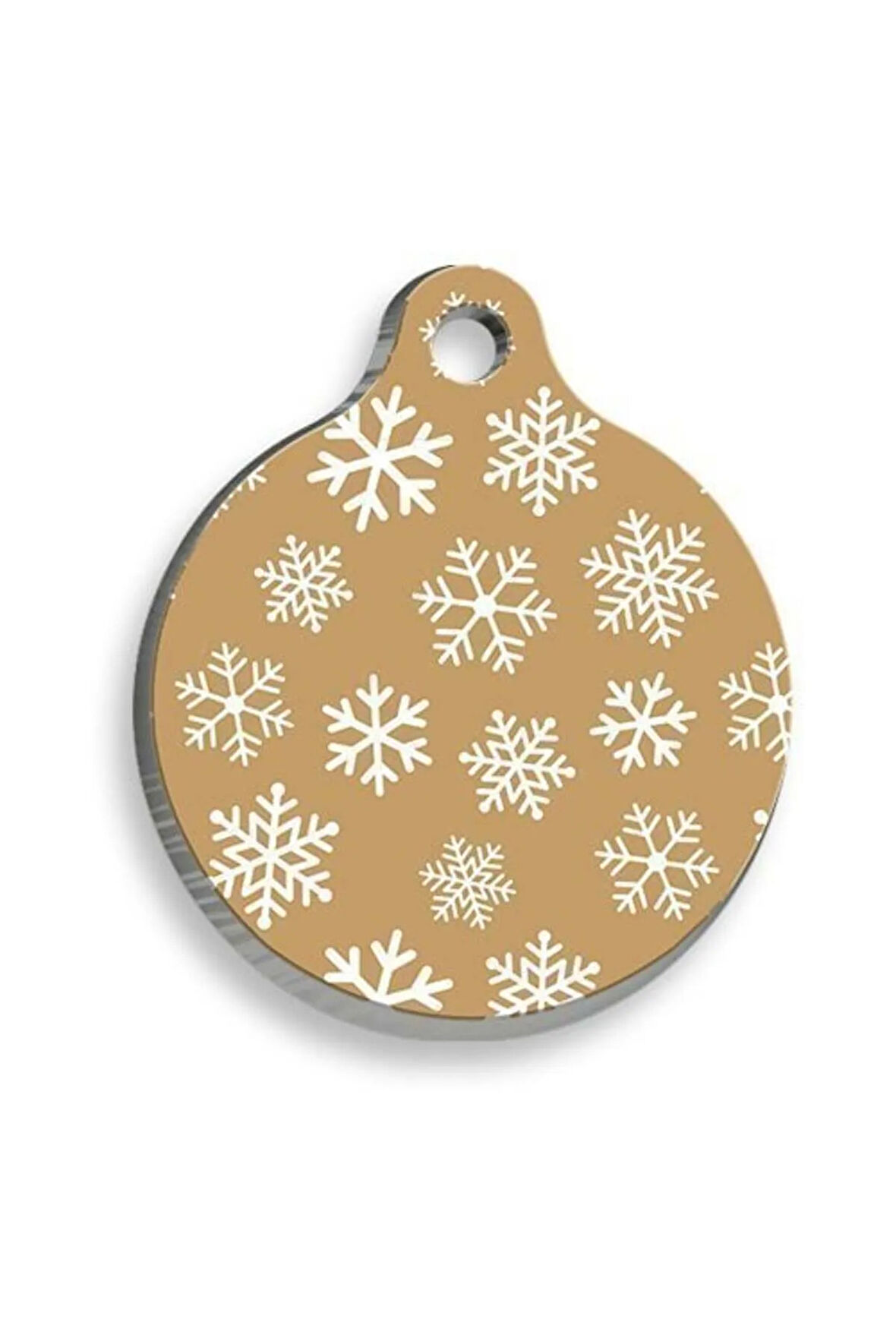 Christmas Serisi Snow Flake Pattern Yuvarlak Kedi ve Köpek Künyesi Small: 2,5 cm.