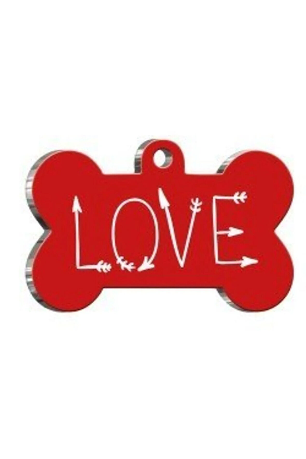 Love Letter Kırmızı Kedi Köpek Künyesi Medium: 2,6 x 3,8 cm.