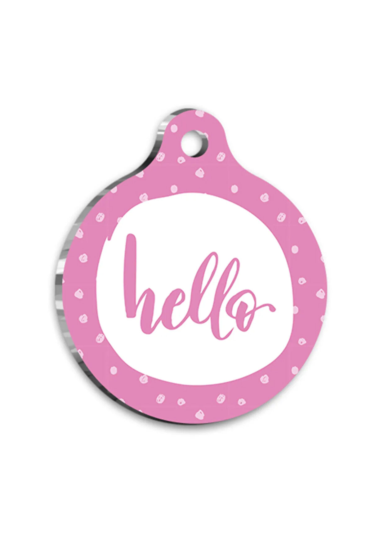 Pembe Hello Pet Tag Large 3,8 cm