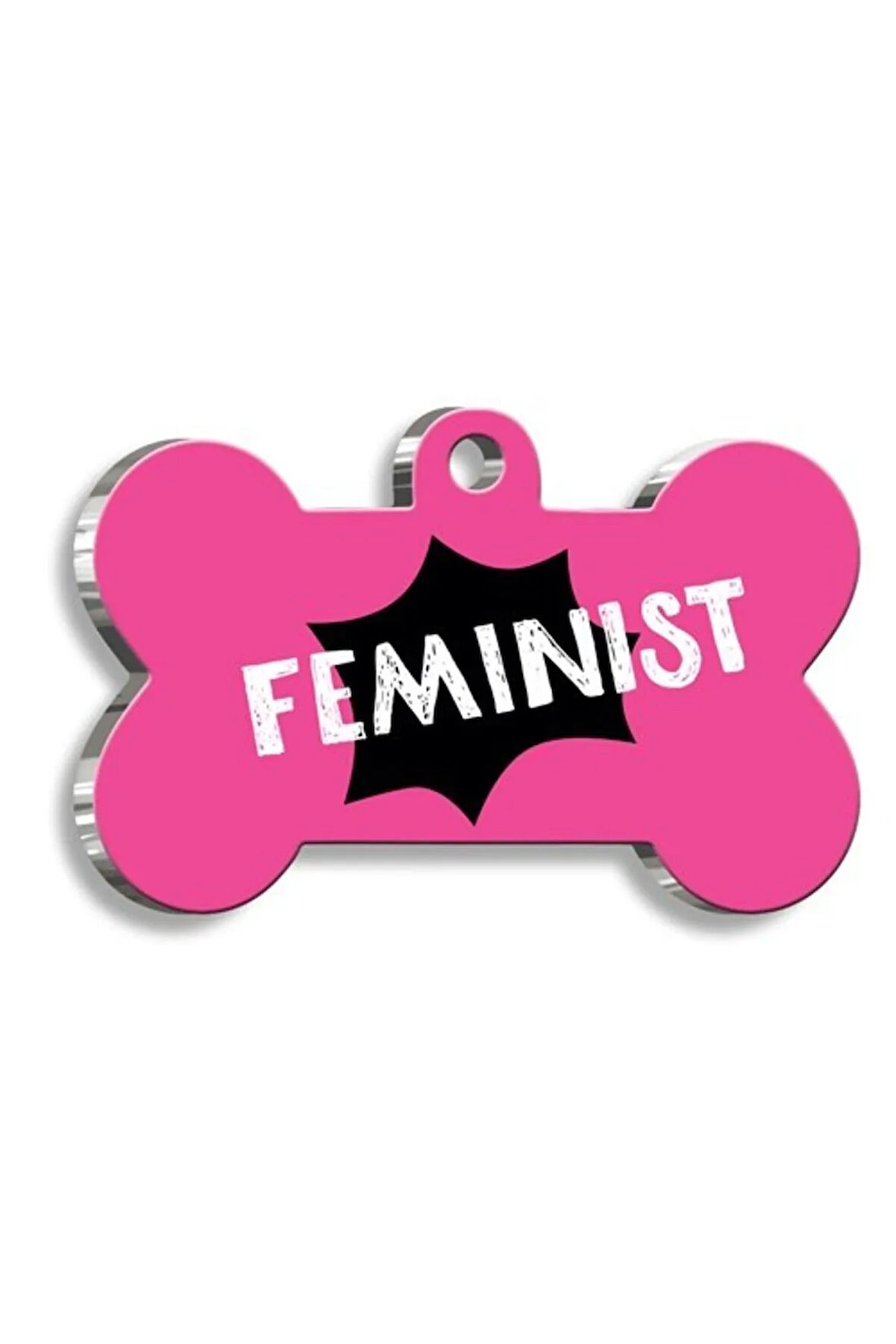 Feminist Kemik Şekilli Kedi Köpek Künyesi XLarge 3,3 x 5 cm