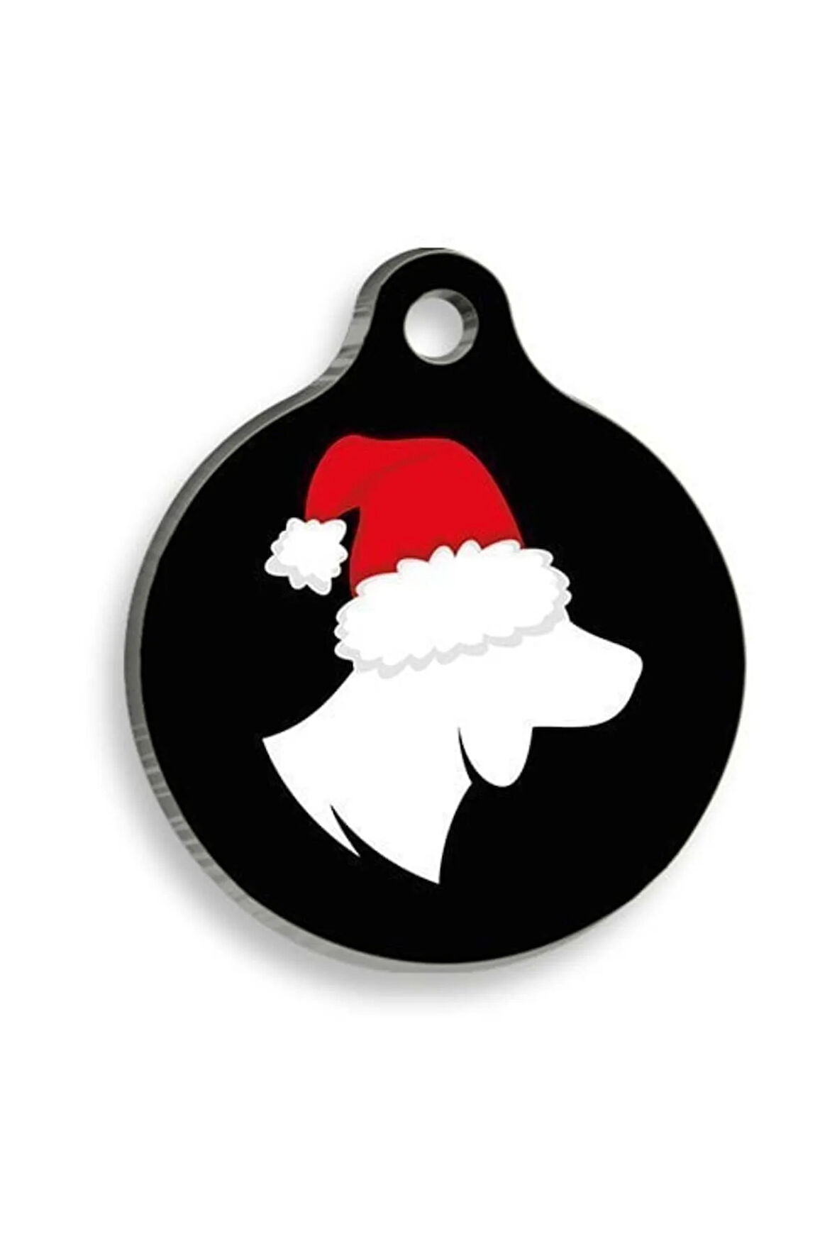 Christmas Serisi Beagle Siluet Yuvarlak Kedi ve Köpek Künyesi Small: 2,5 cm.