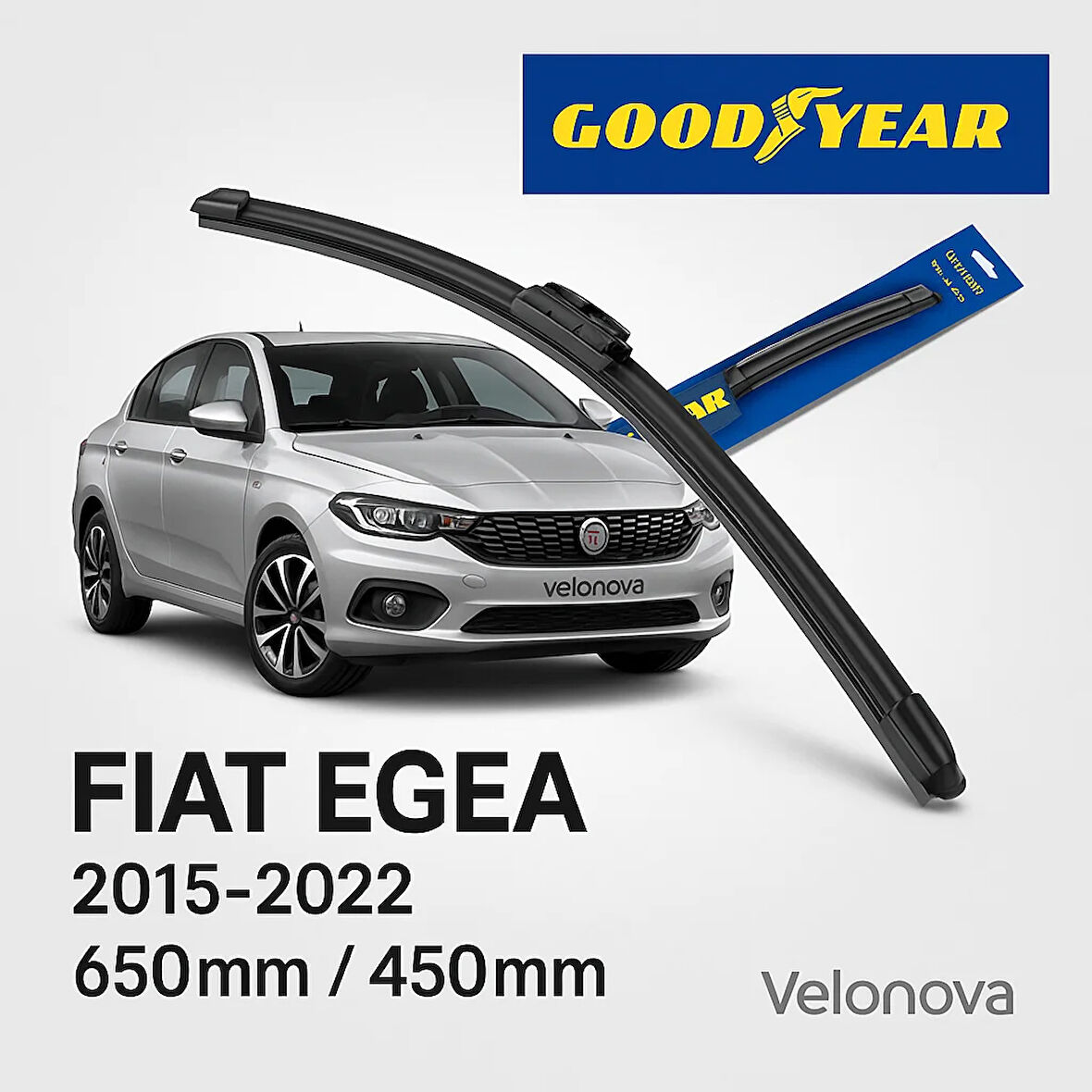 GOOD YEAR 2’li Set Muz Tipi Silecek Takımı Fiat Egea 2015-2022 Ön Cam Sileceği 650mm-400mm