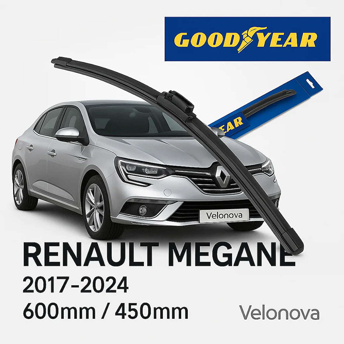 GOOD YEAR 2’li Set Muz Tipi Silecek Takımı Renault Megane 2017-2024 Ön Cam Sileceği 600mm-450mm
