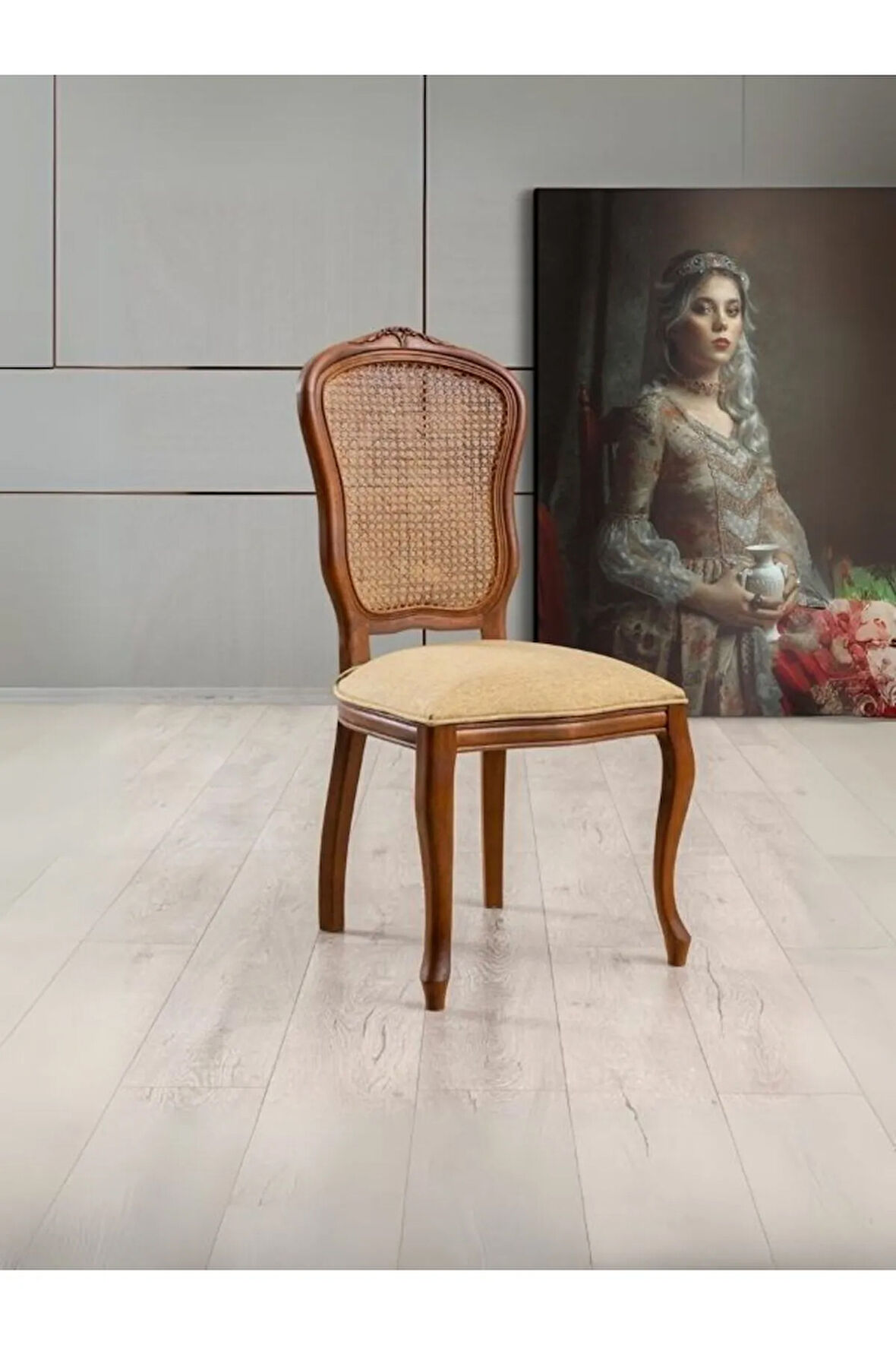 Victoria Hazeranlı Ahşap Oymalı Country Sandalye