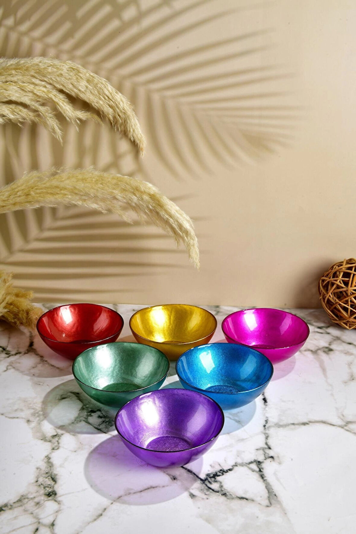 6’lı Renkli Cam Kase Seti – Şık Sunum ve Sofralar İçin Özel Tasarım