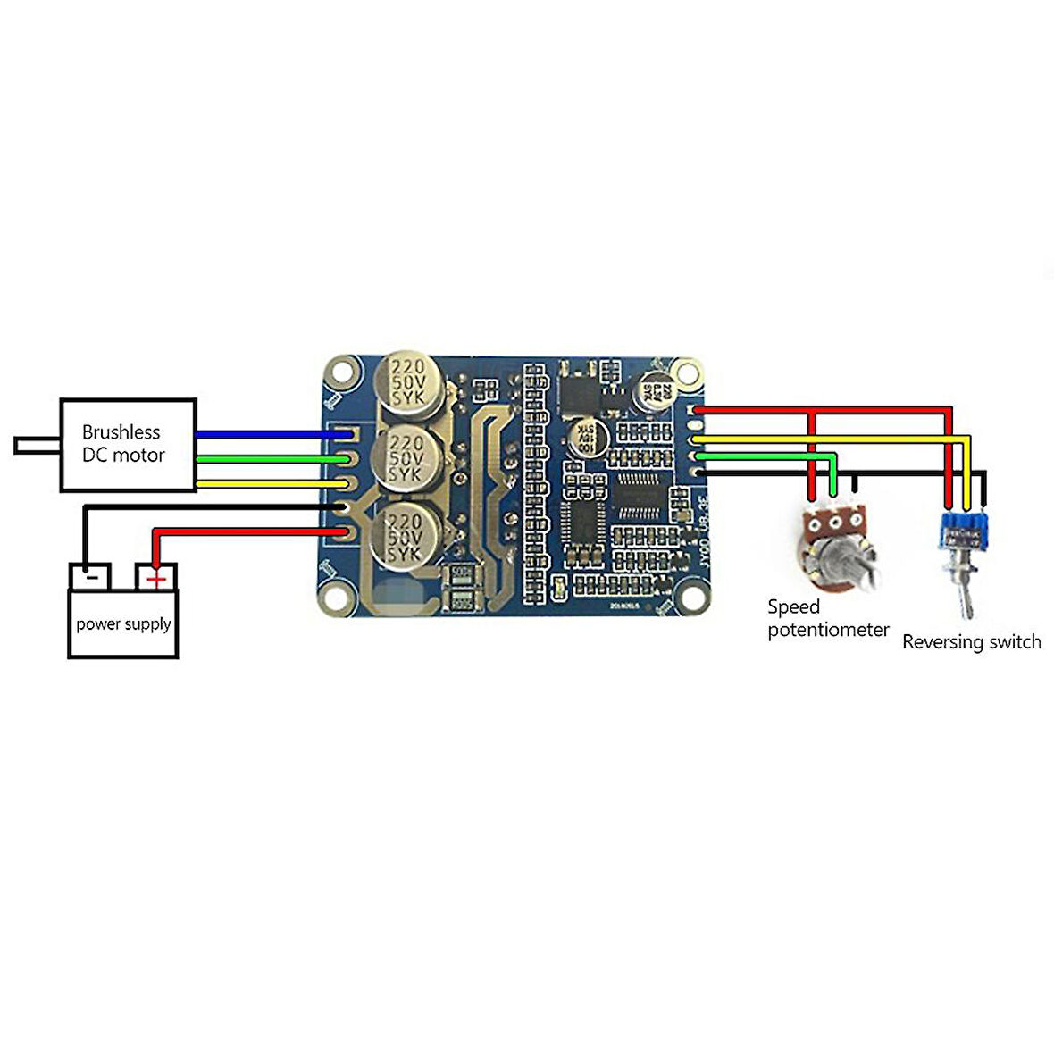 12-36v Dc 15a 500w Fırçasız Motor Sürücü Hall Sensörsüz