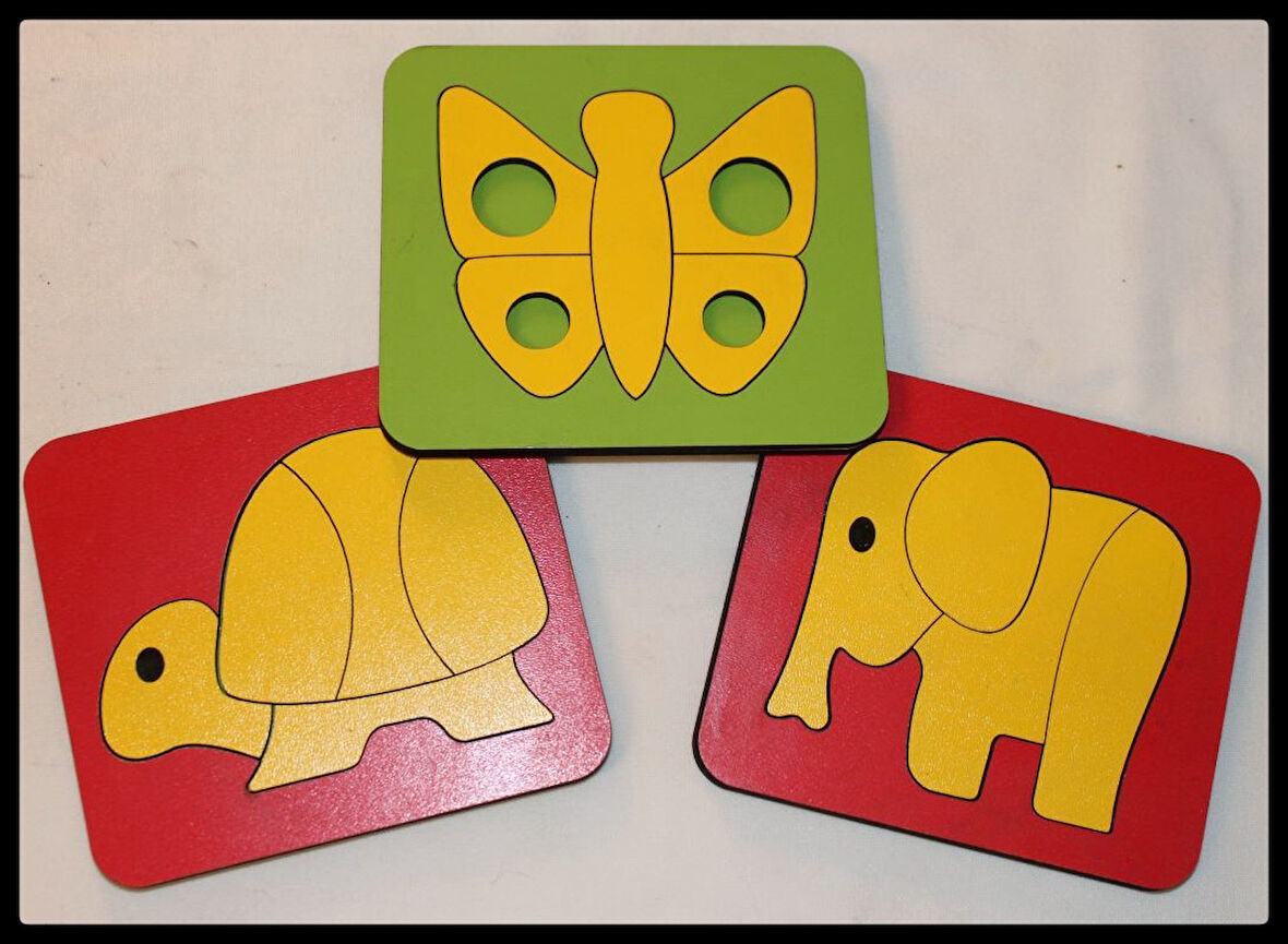 Ahşap Montessori Üçlü Puzzle