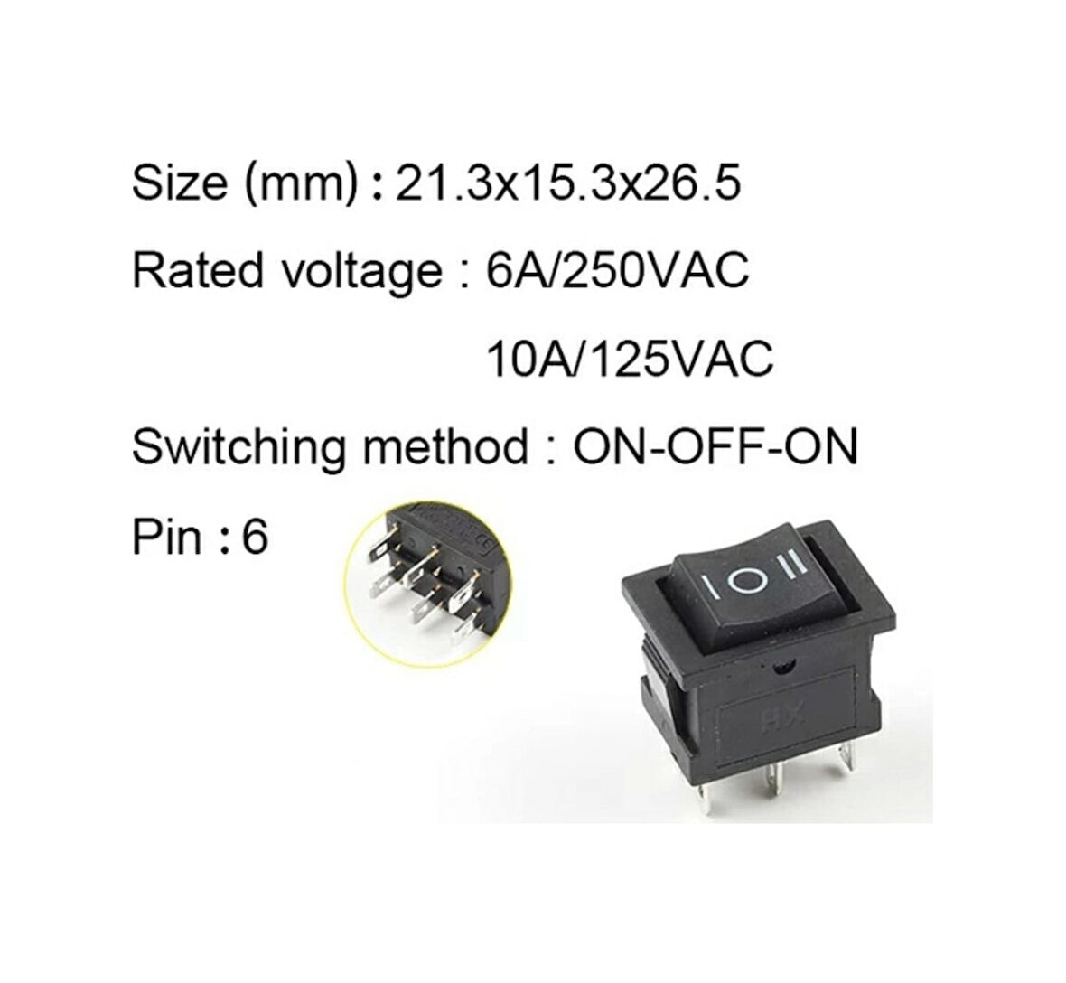Ic-123-6 Mini Işıksız Anahtar On-Off-On 6P 6 Bacaklı 1 Adet