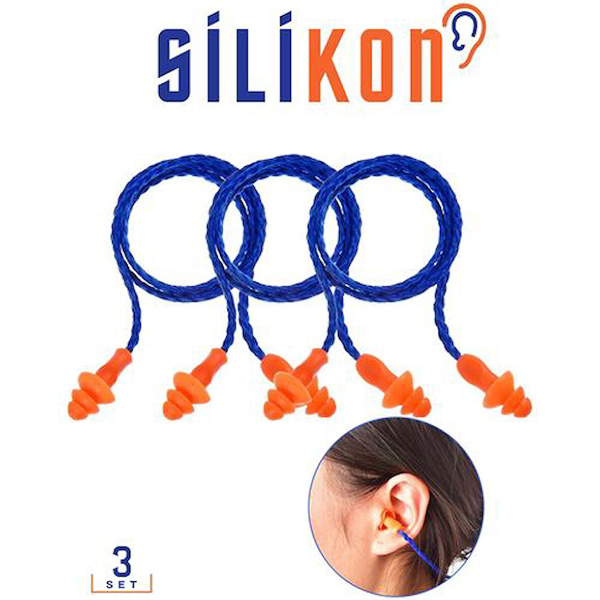 Silikon Kulak Tıkacı İpli 3 ADET Howard Design.Glpzr