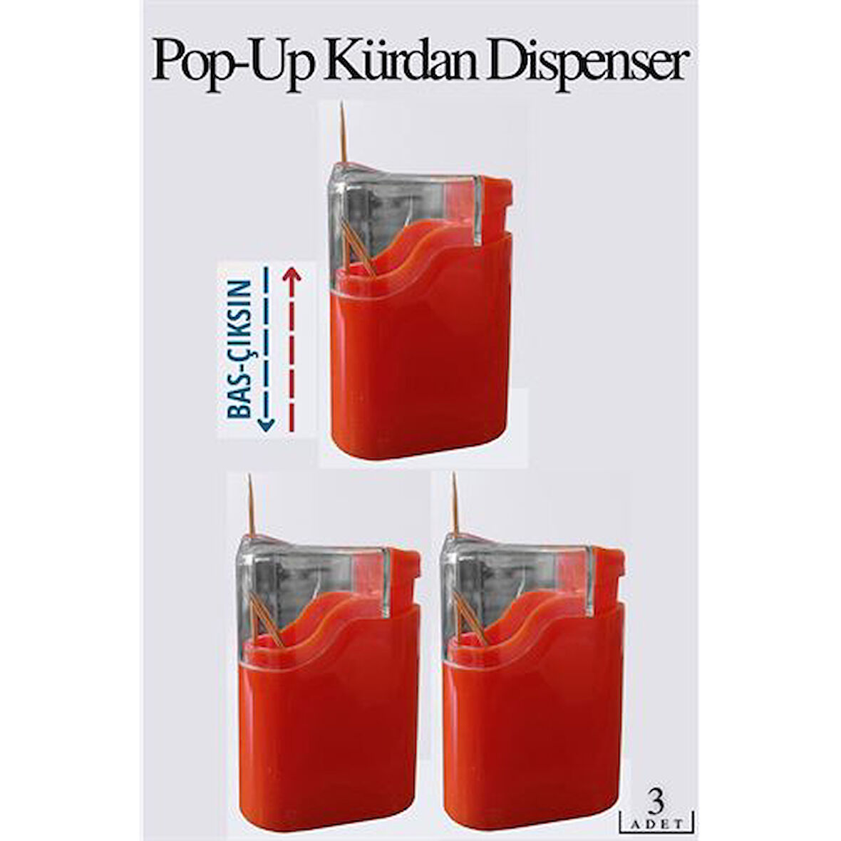 Otomatik Bas-Bırak Kürdanlık 3 lü Set.Glpzr