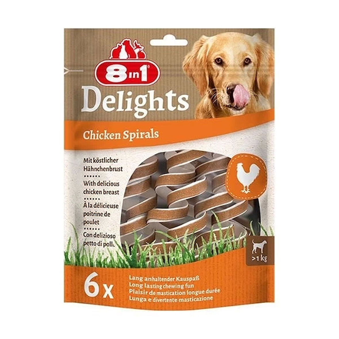 8in1 Delights Smart Spirals Tavuklu Burgu Köpek Ödülü 6 Adet.Gzpde