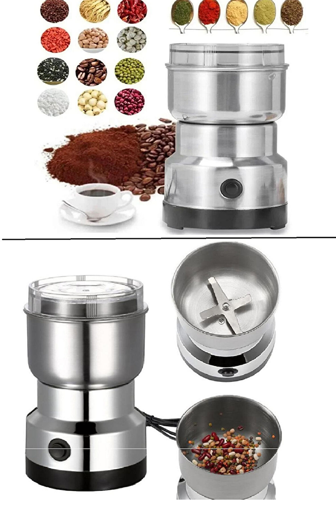4 Bıçaklı Elektrikli Öğütücü Blender Kahve Fındık Baharat Tahıl Biber Değirmeni.Glpzr