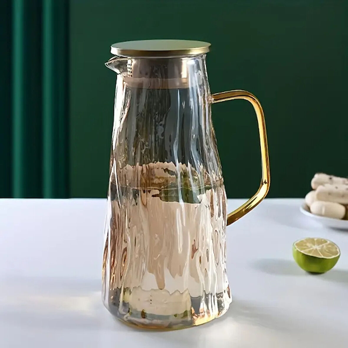 Çelik Kapaklı Cam Sürahi 1800 ml.Gzptt