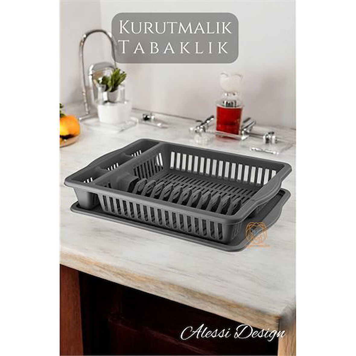 Bulaşık Durulama Sepeti Tabaklık Bulaşık Kurutmalık GRİ Alessi.Glpzr