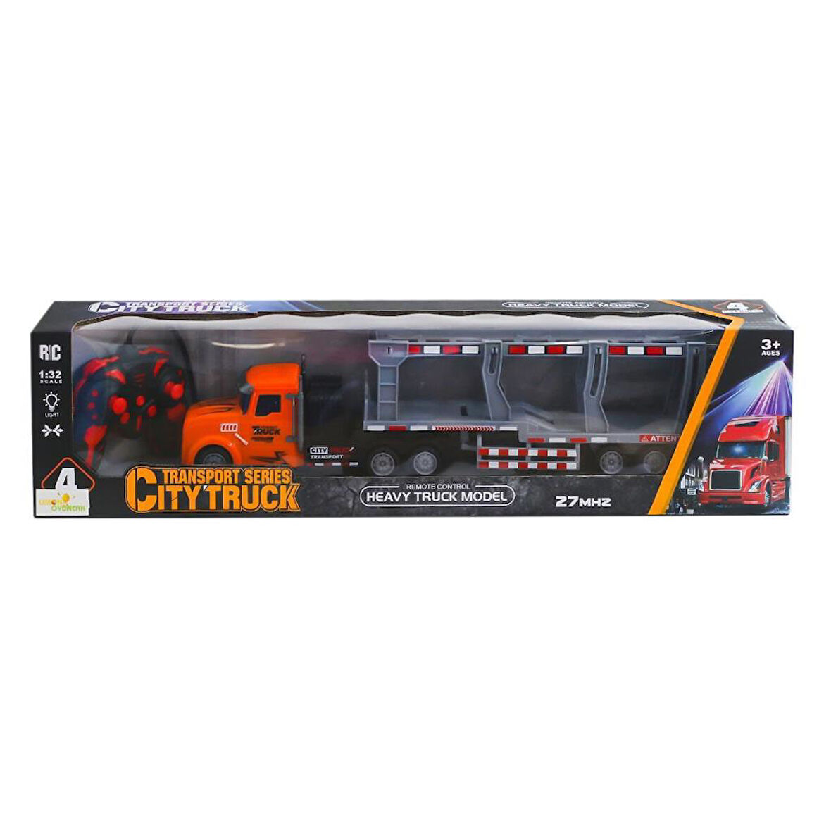 LA012-3 Kumandalı Şarjlı Işıklı Transport Tır 1:32 -Limon Oyuncak.Glpzr