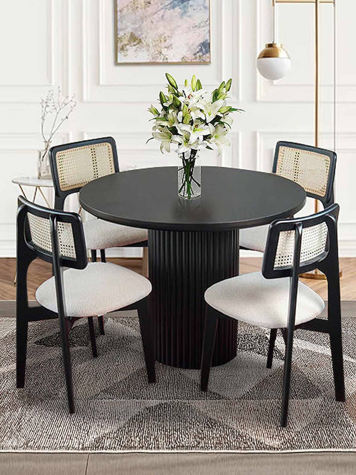 Aspendos İskandinav Natural Ahşap Masa Sandalye Takımı 90x90