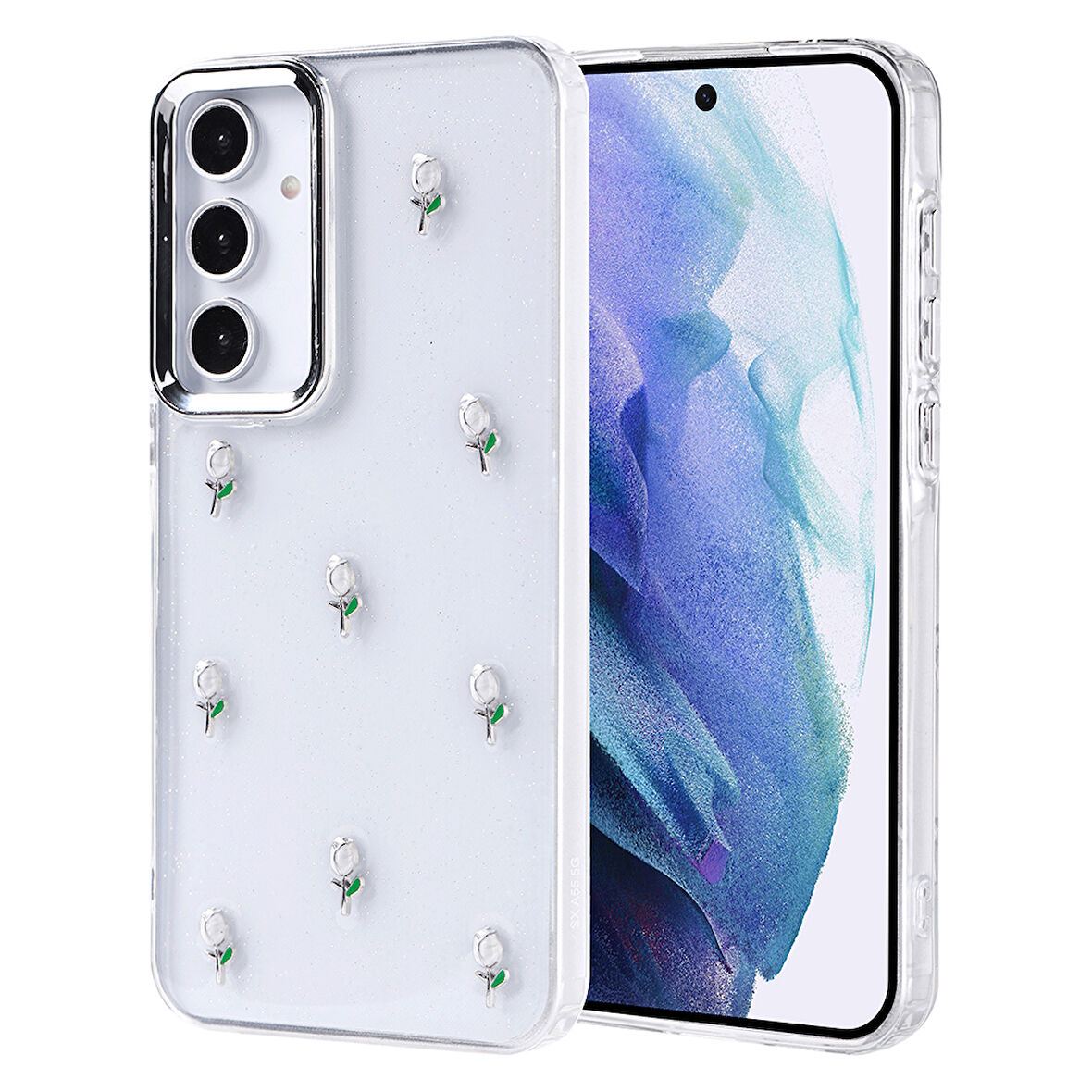Samsung Galaxy A35 Kılıf Simli Desenli Kapak Zr-Kutup