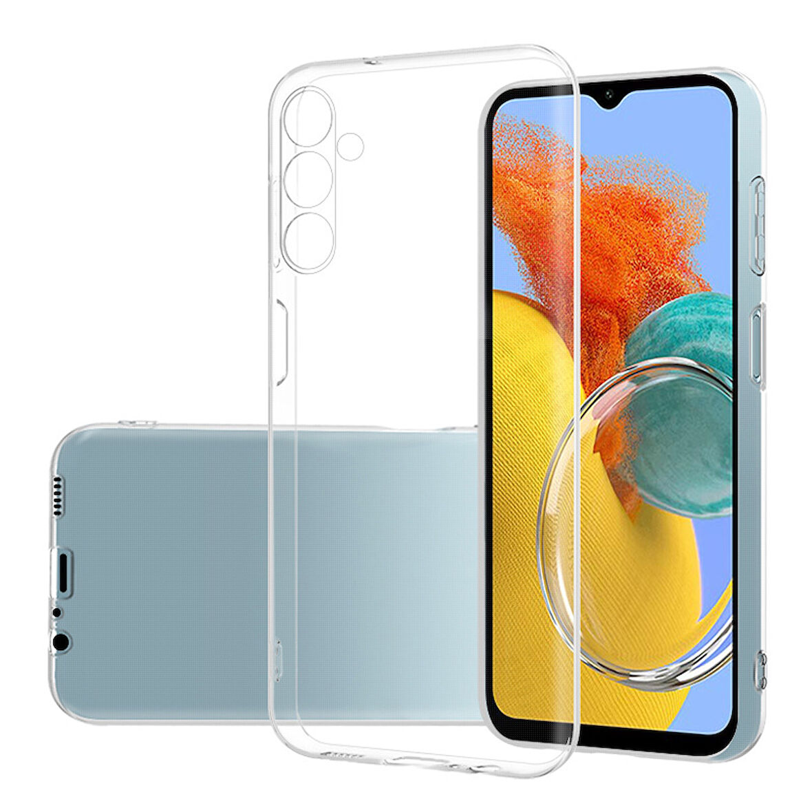 Samsung Galaxy M14 Kılıf Şeffaf İnce Esnek Silikon Kılıf Zipax-Süper