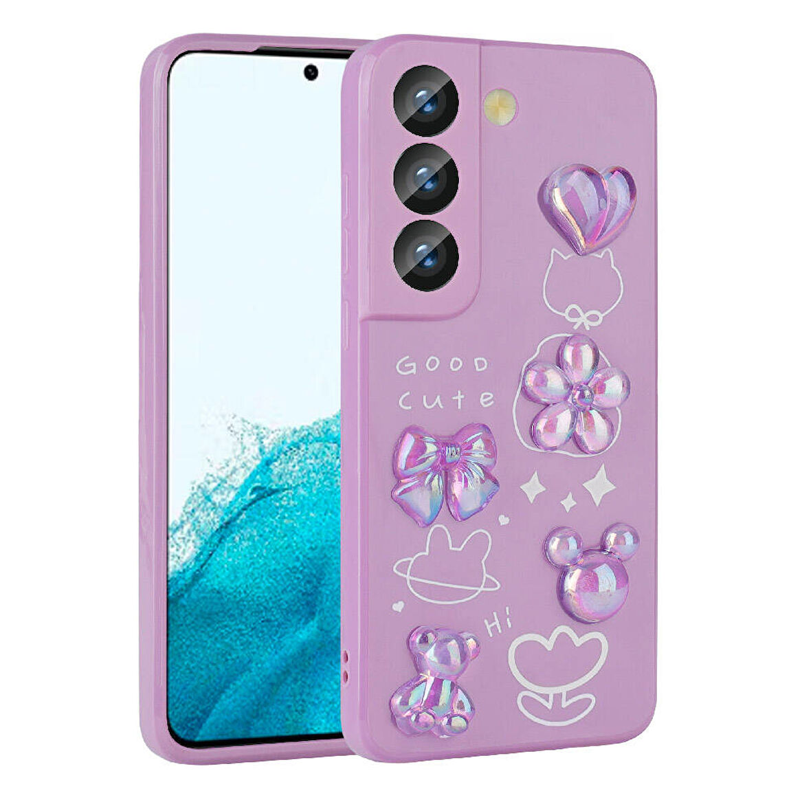 Samsung Galaxy S21 FE Kılıf Kabartma Figürlü Parlak Zr-Toys