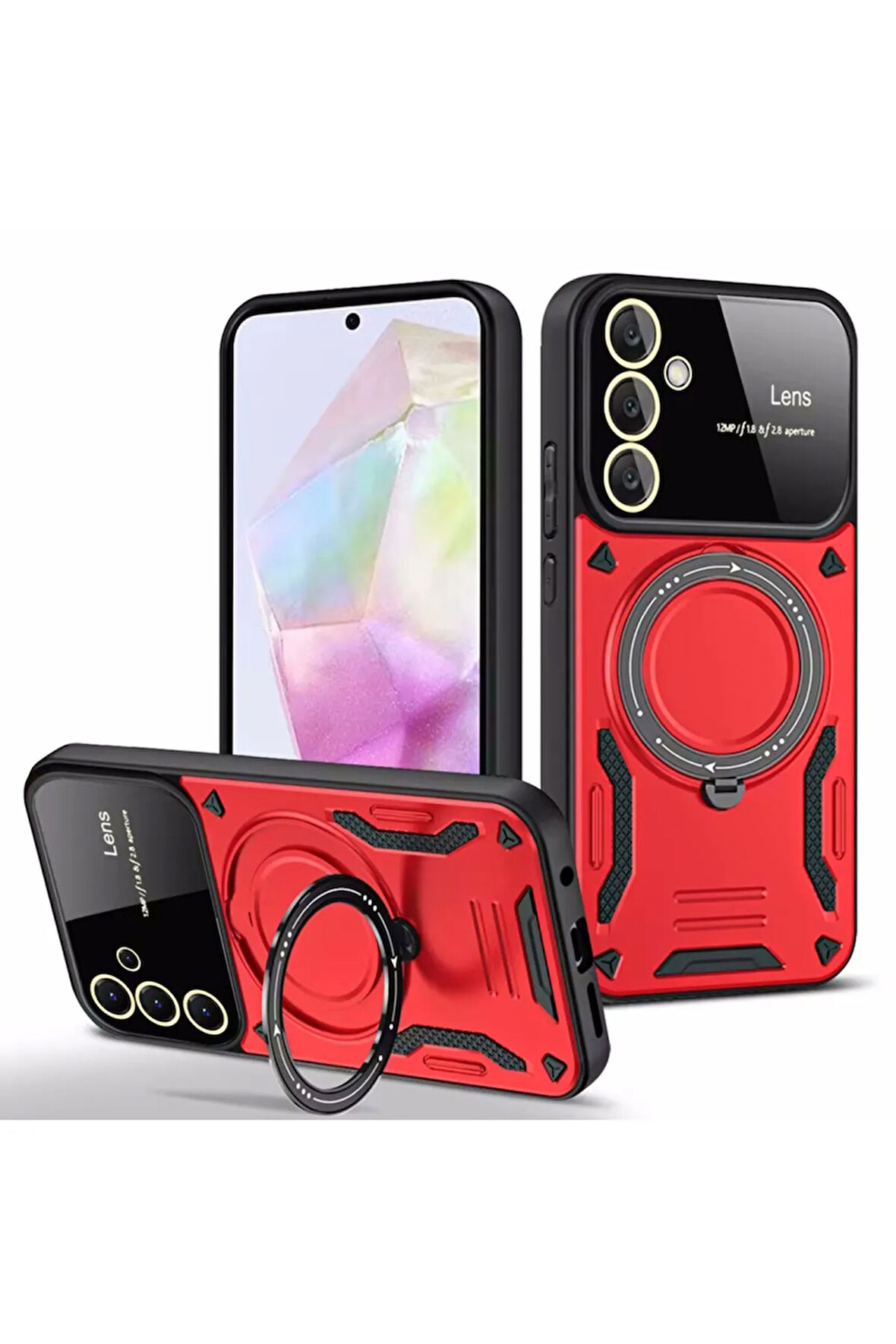 Samsung Galaxy S24 FE Kamera Korumalı Lensli Magesafe Standlı Azn-JoyLens